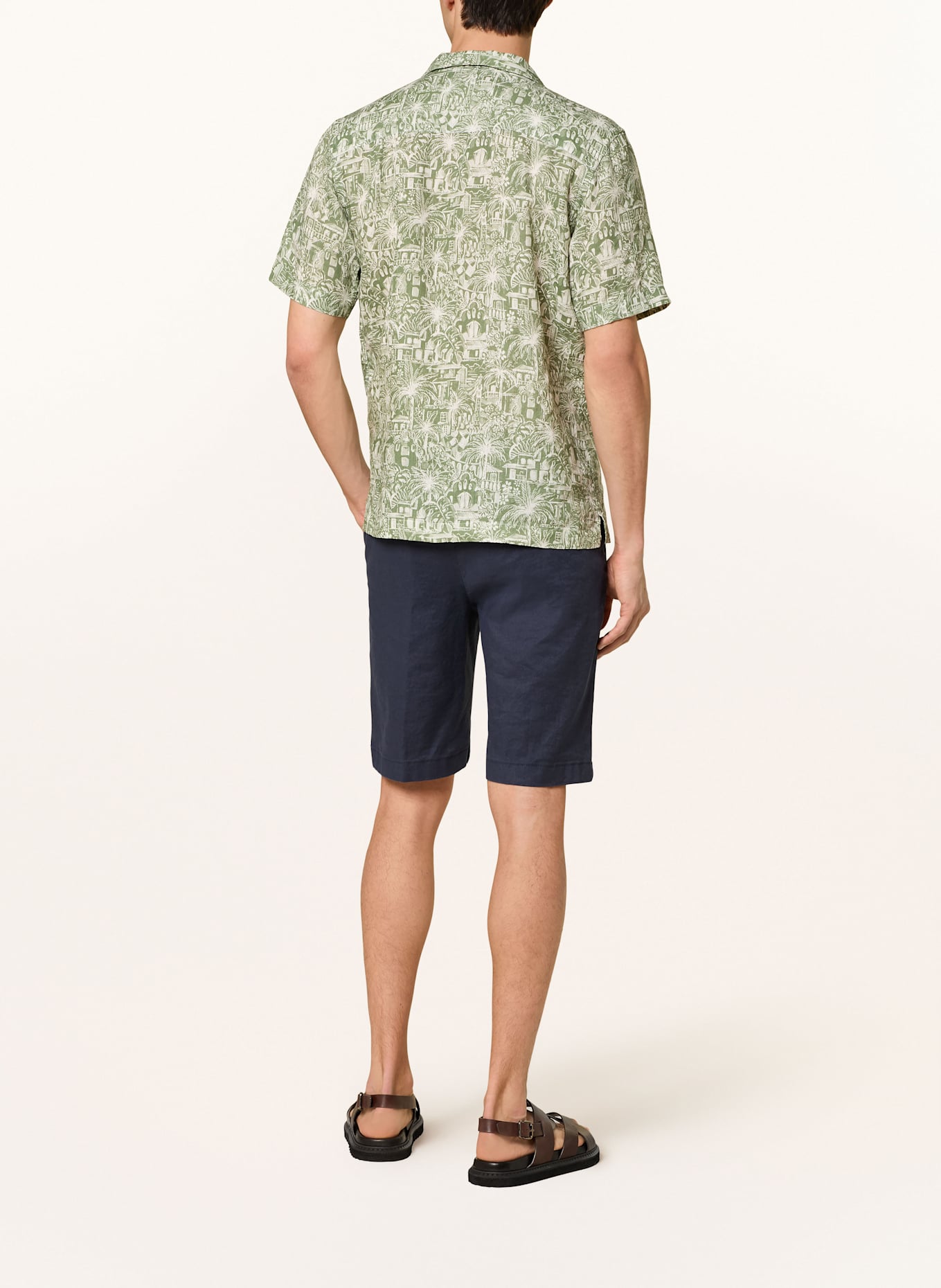 ETON Resorthemd Medium Fit aus Leinen: GRÜN/ ECRU
