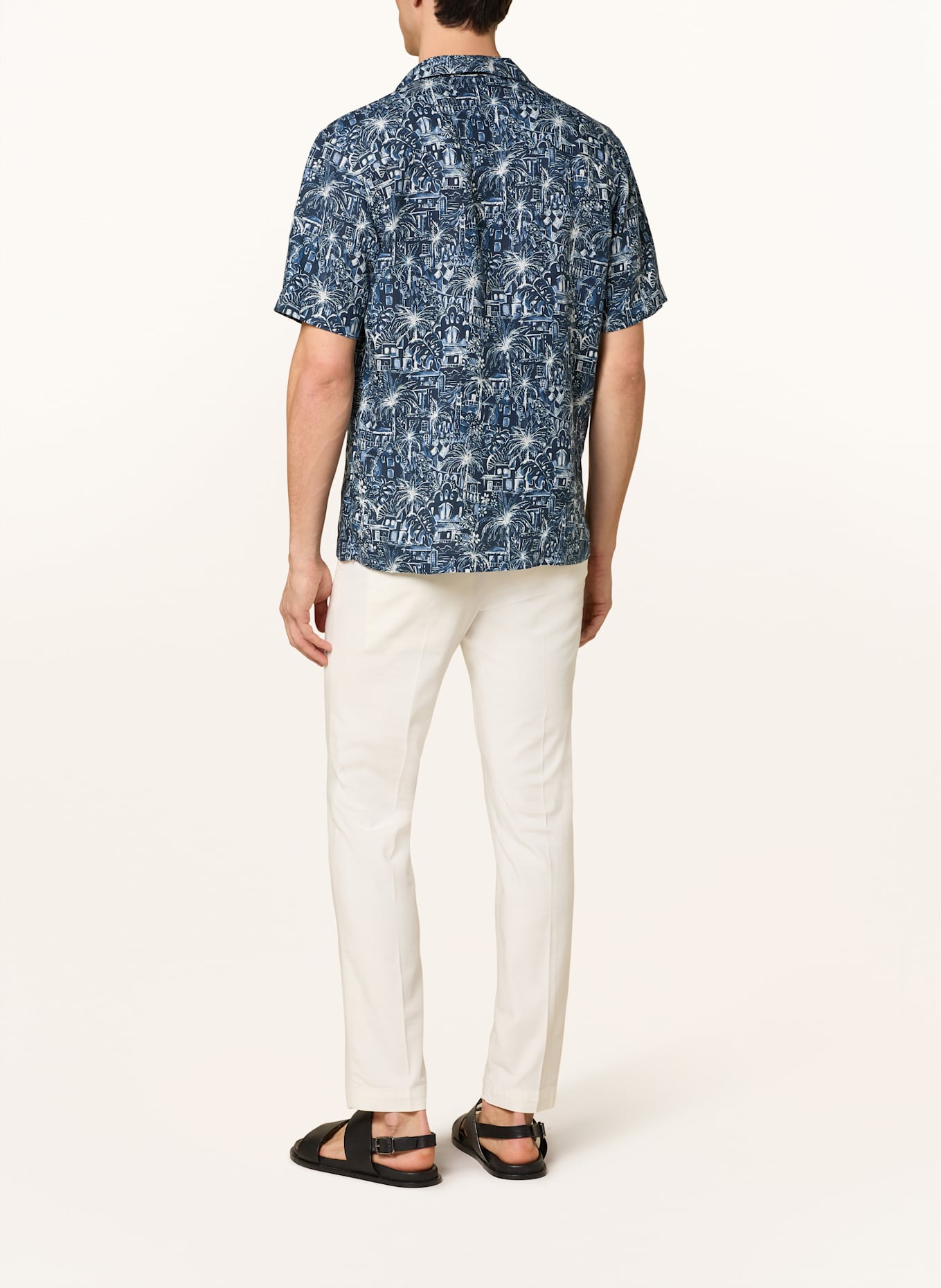 ETON Resorthemd Medium Fit aus Leinen: DUNKELBLAU/ WEISS