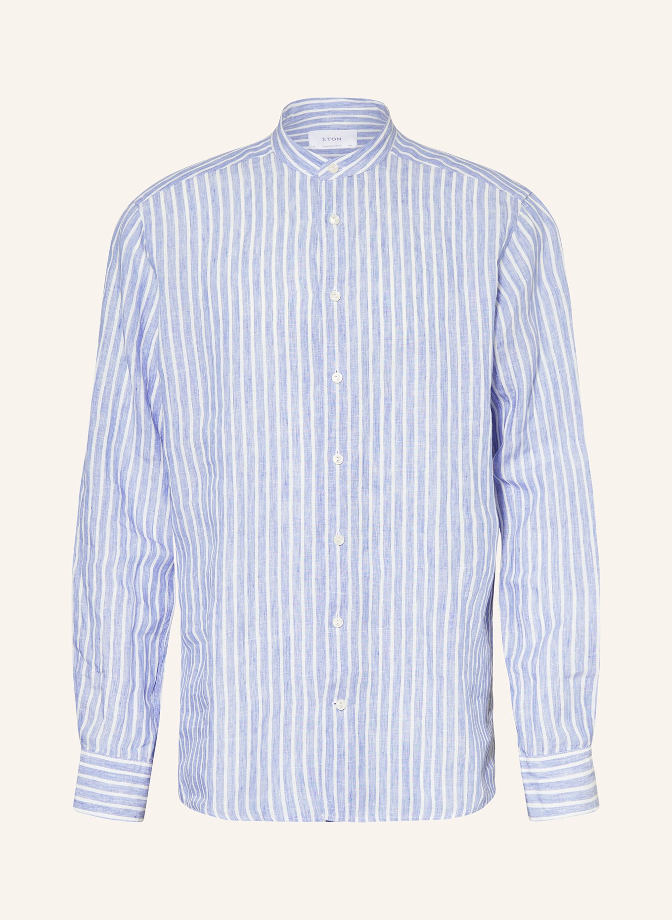 ETON Leinenhemd Regular Fit mit Stehkragen: BLAU/ WEISS