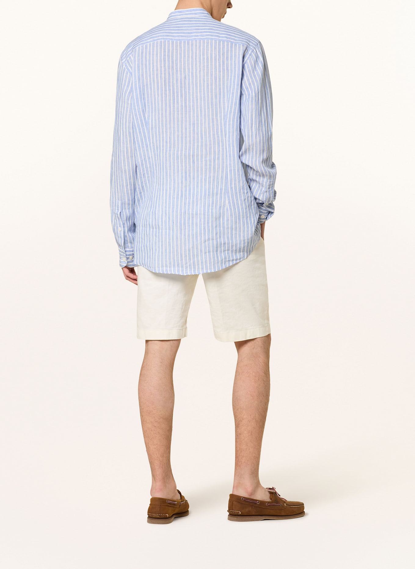 ETON Leinenhemd Regular Fit mit Stehkragen: BLAU/ WEISS