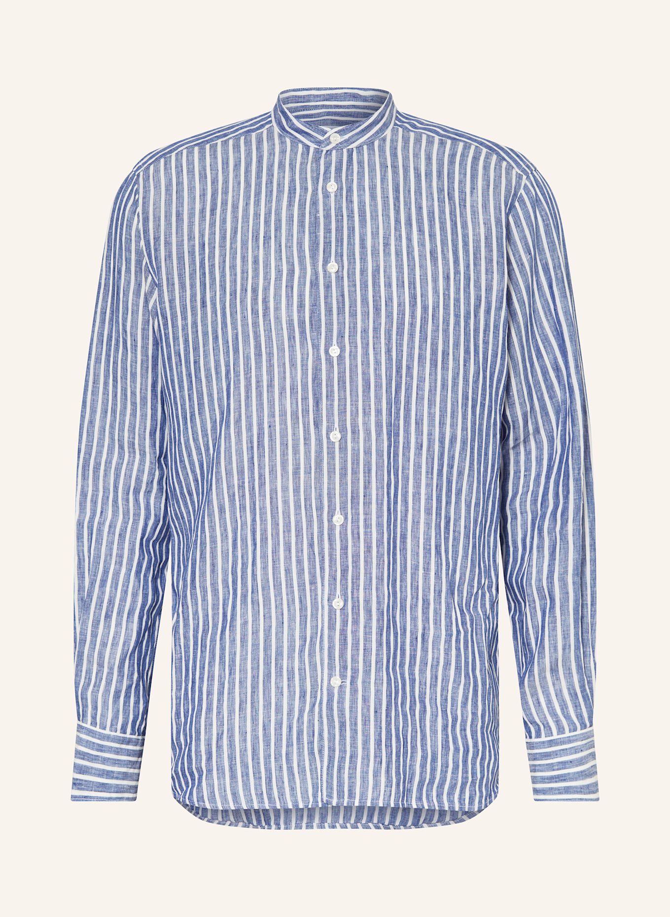 ETON Leinenhemd Regular Fit mit Stehkragen: BLAU/ WEISS