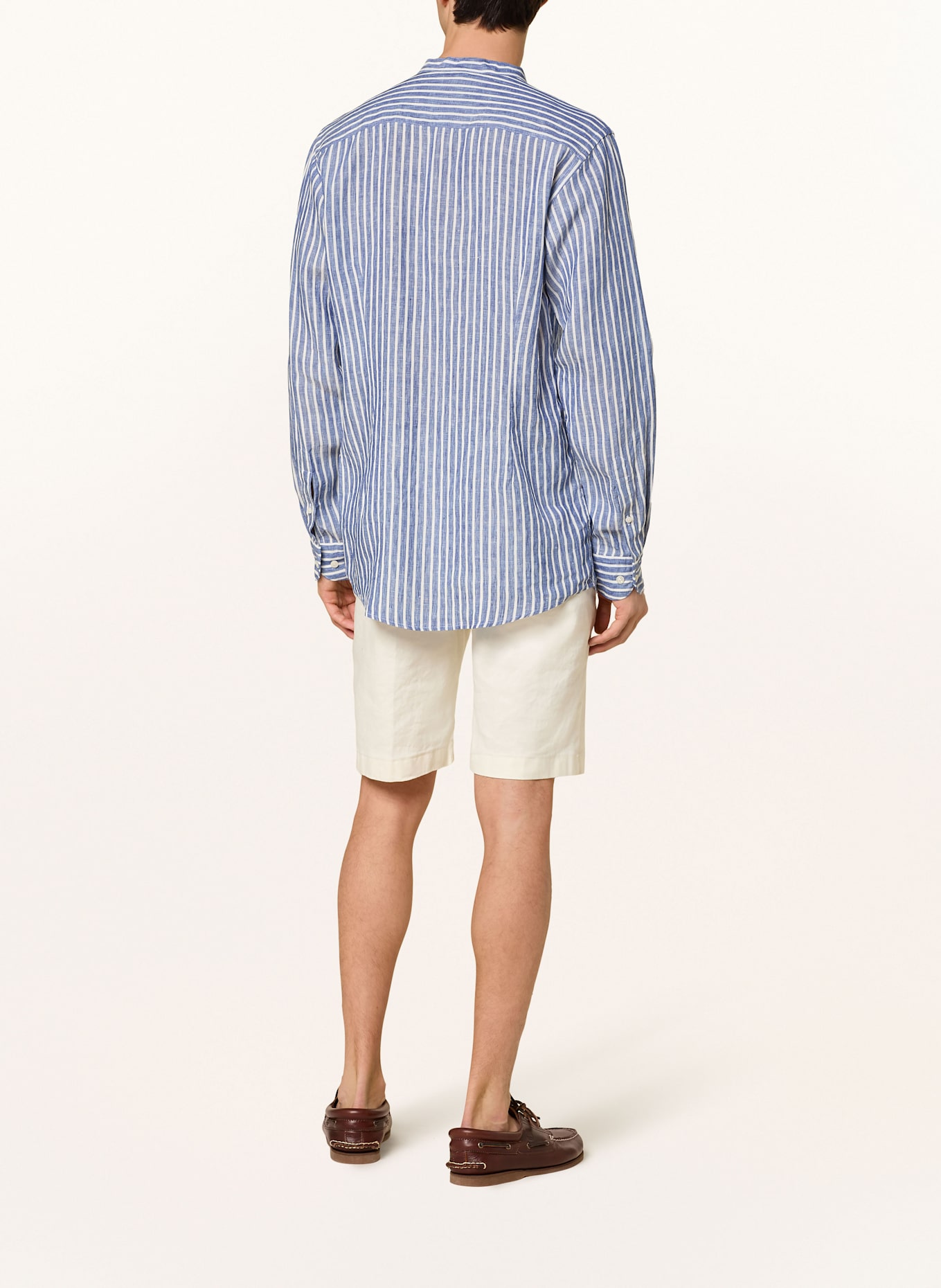 ETON Leinenhemd Regular Fit mit Stehkragen: BLAU/ WEISS