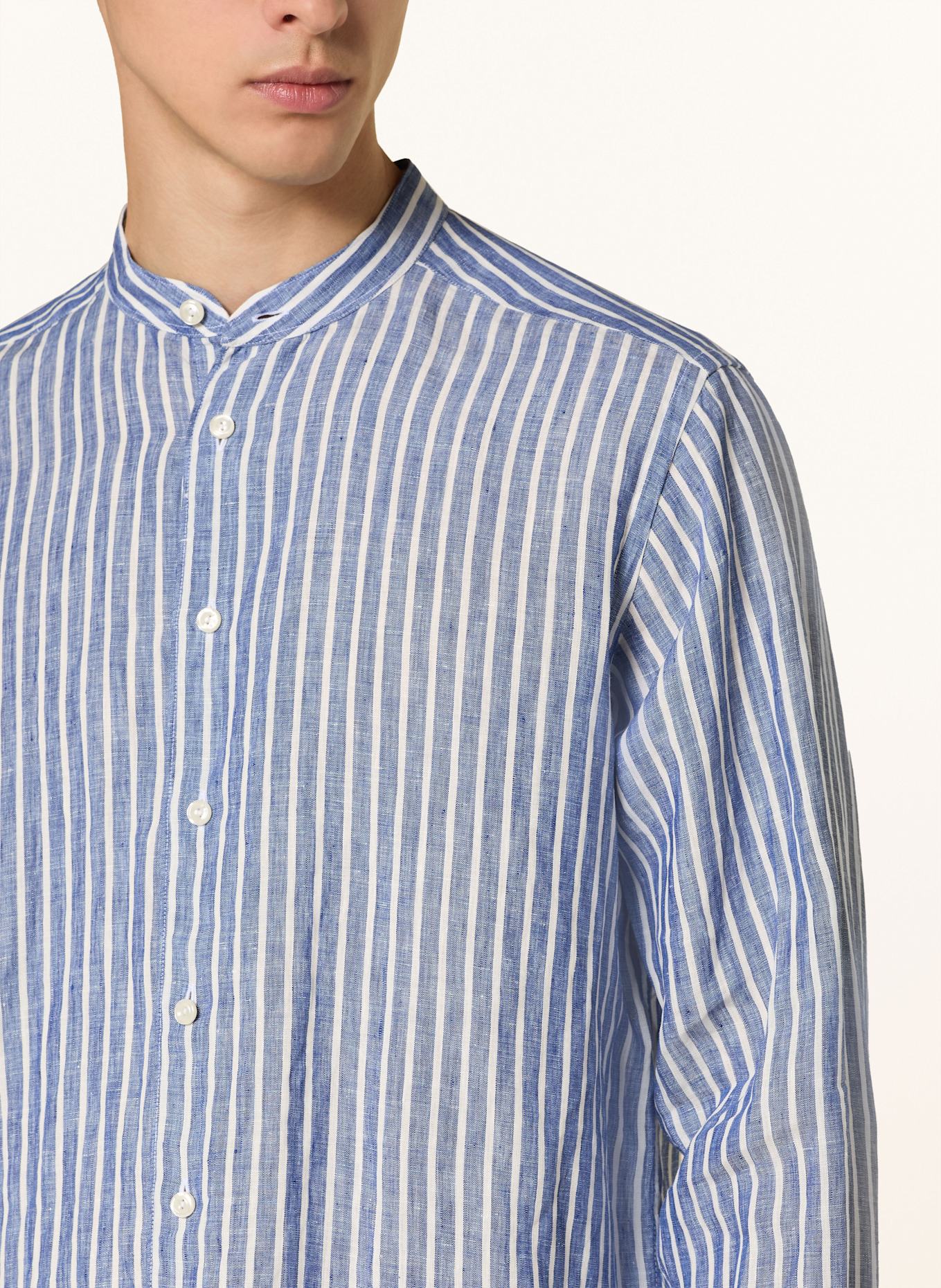ETON Leinenhemd Regular Fit mit Stehkragen: BLAU/ WEISS