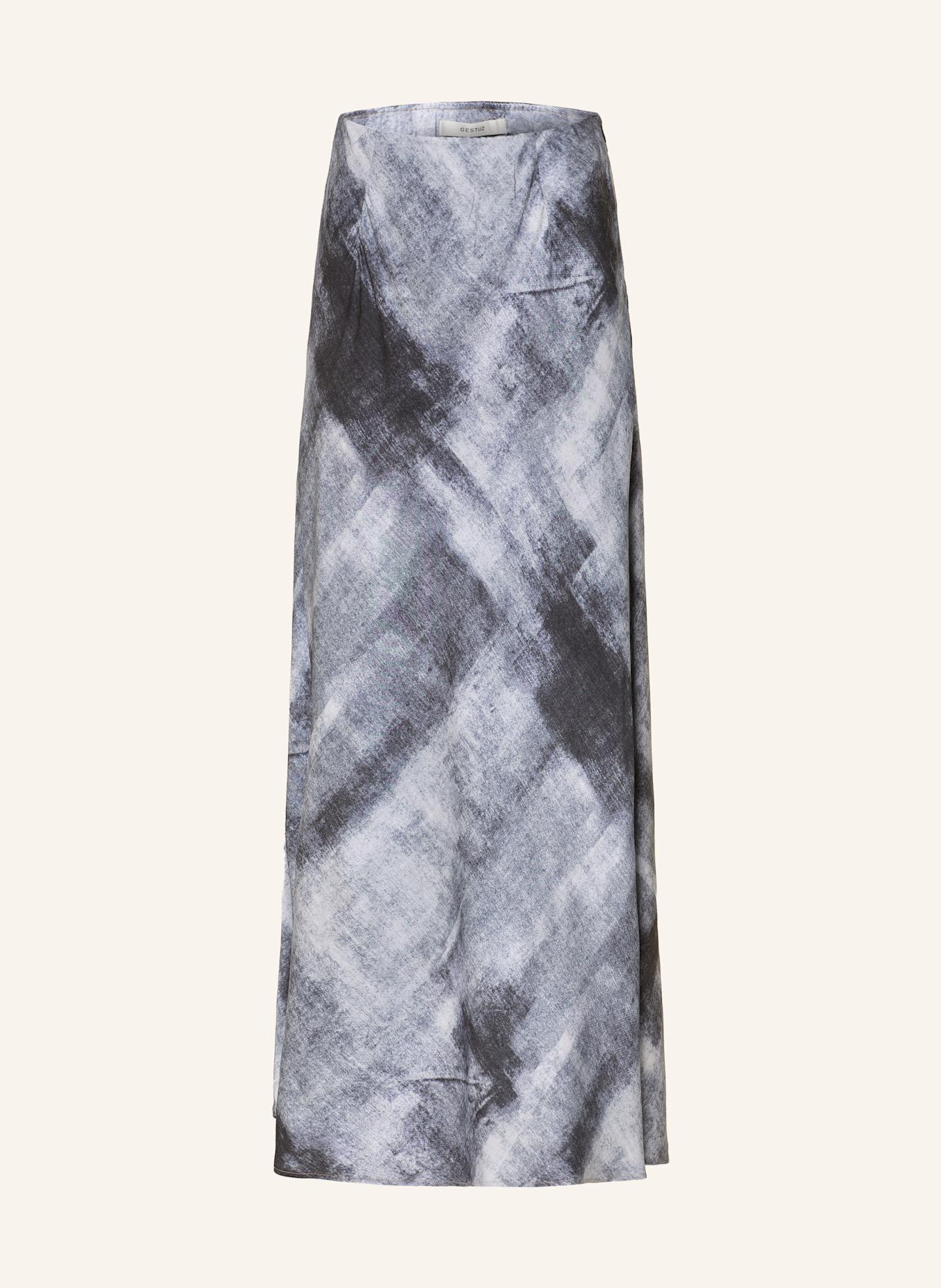 GESTUZ Jupe en satin AREENGZ: BLEU GRIS / BLEU FONCÉ