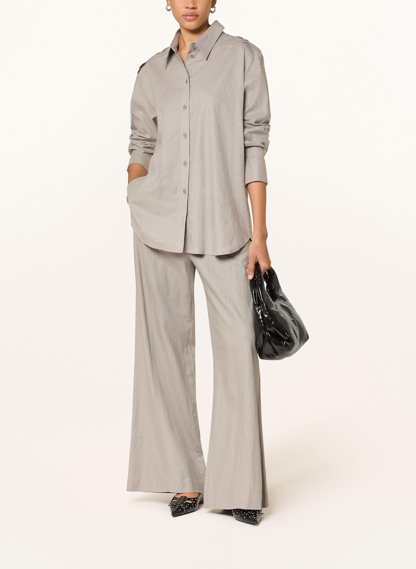 GESTUZ GZLIANE wide leg trousers with linen, Color: GRAY (Image 2)