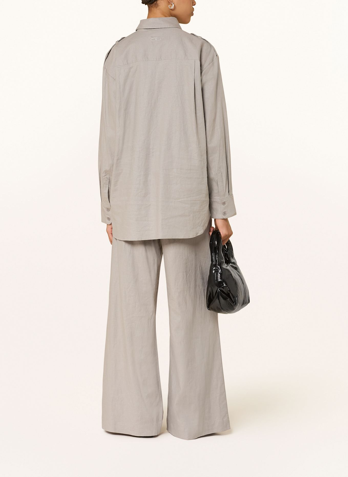 GESTUZ GZLIANE wide leg trousers with linen, Color: GRAY (Image 3)