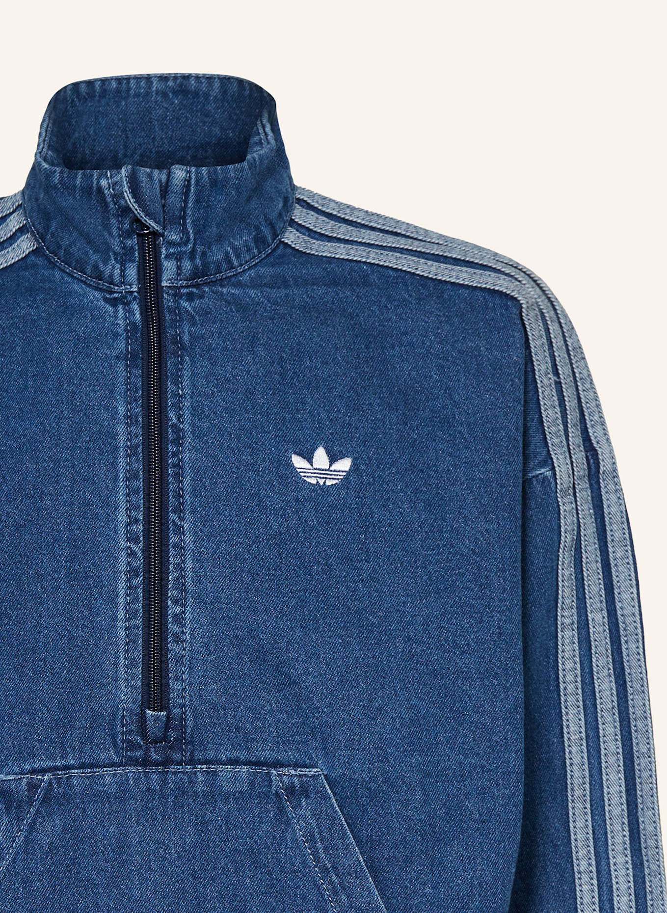 adidas Originals Jeansowy sweter typu troyer: NIEBIESKI