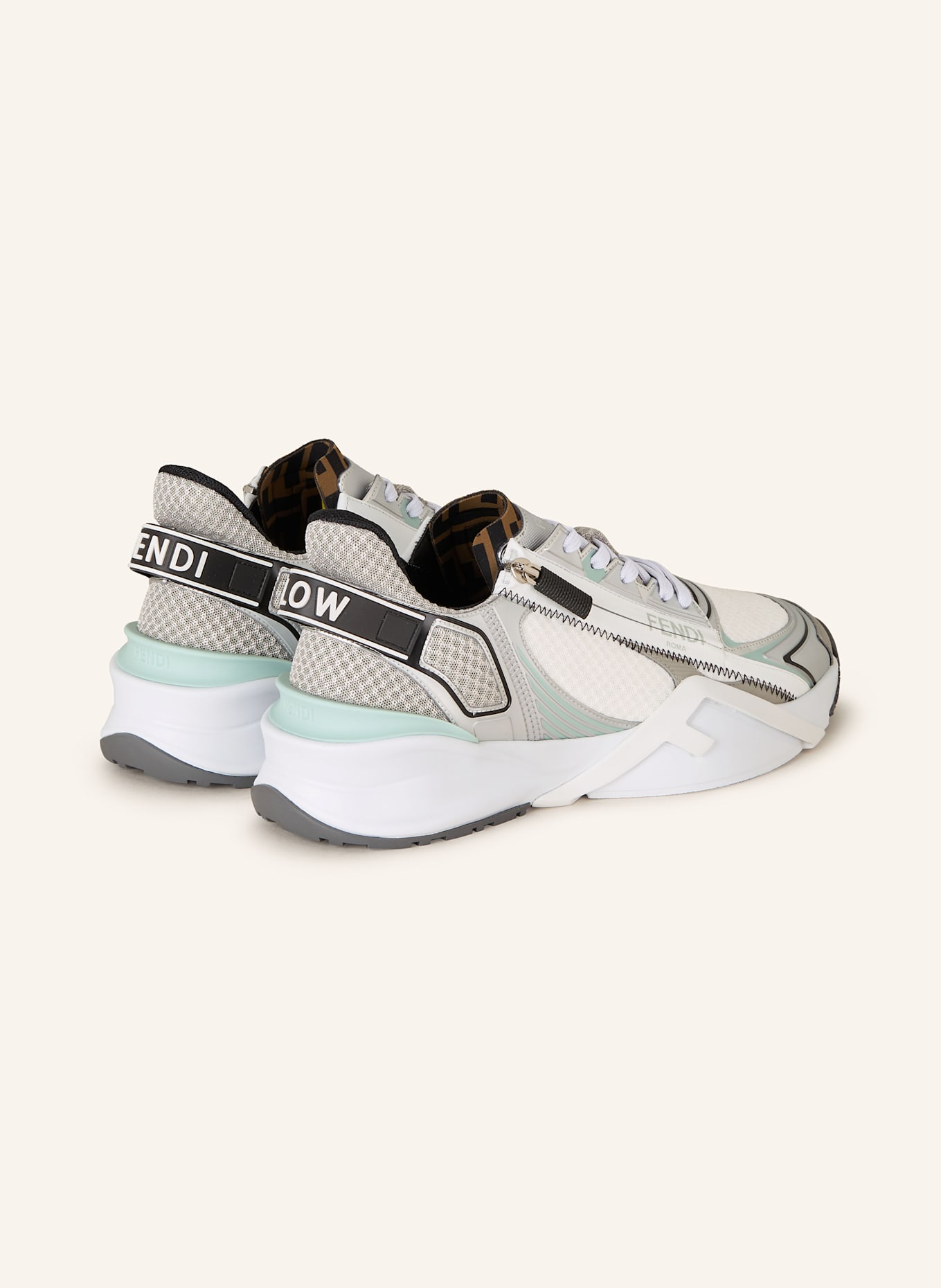 FENDI Sneaker FLOW: WEISS/ SILBER/ MINT