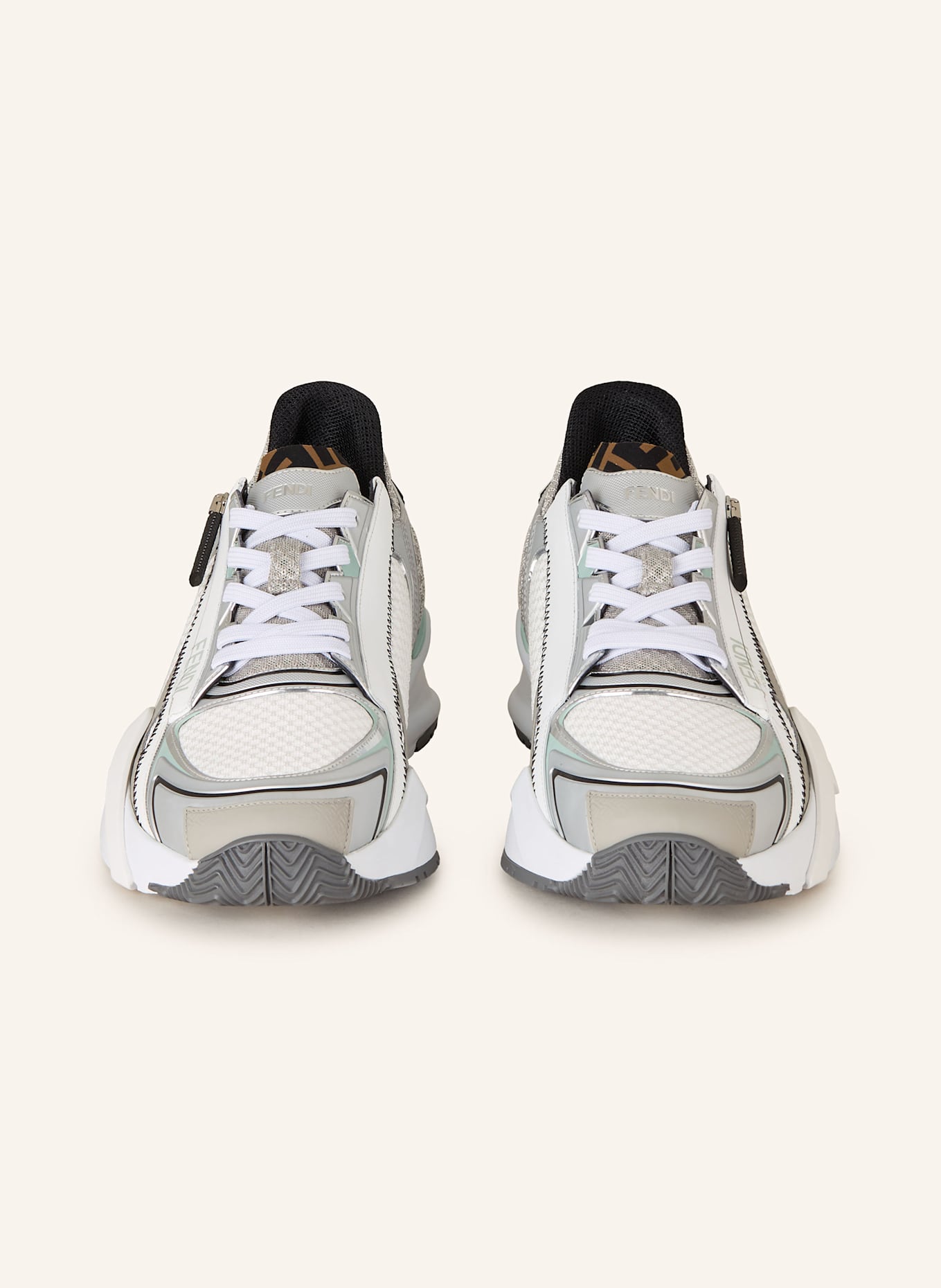 FENDI Sneaker FLOW: WEISS/ SILBER/ MINT