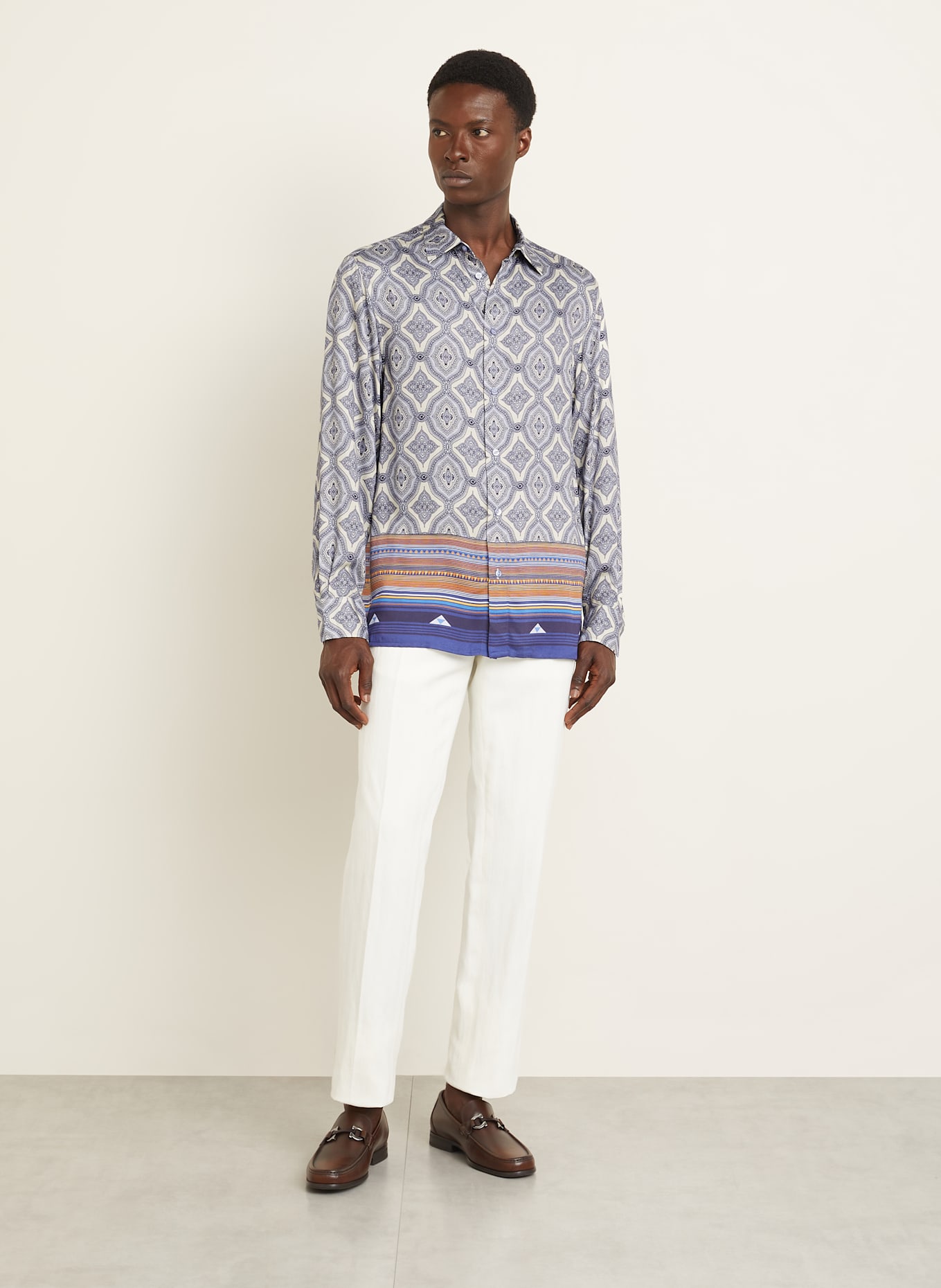 ETRO Hemd Comfort Fit: ECRU / BLAUGRAU / DUNKELBLAU