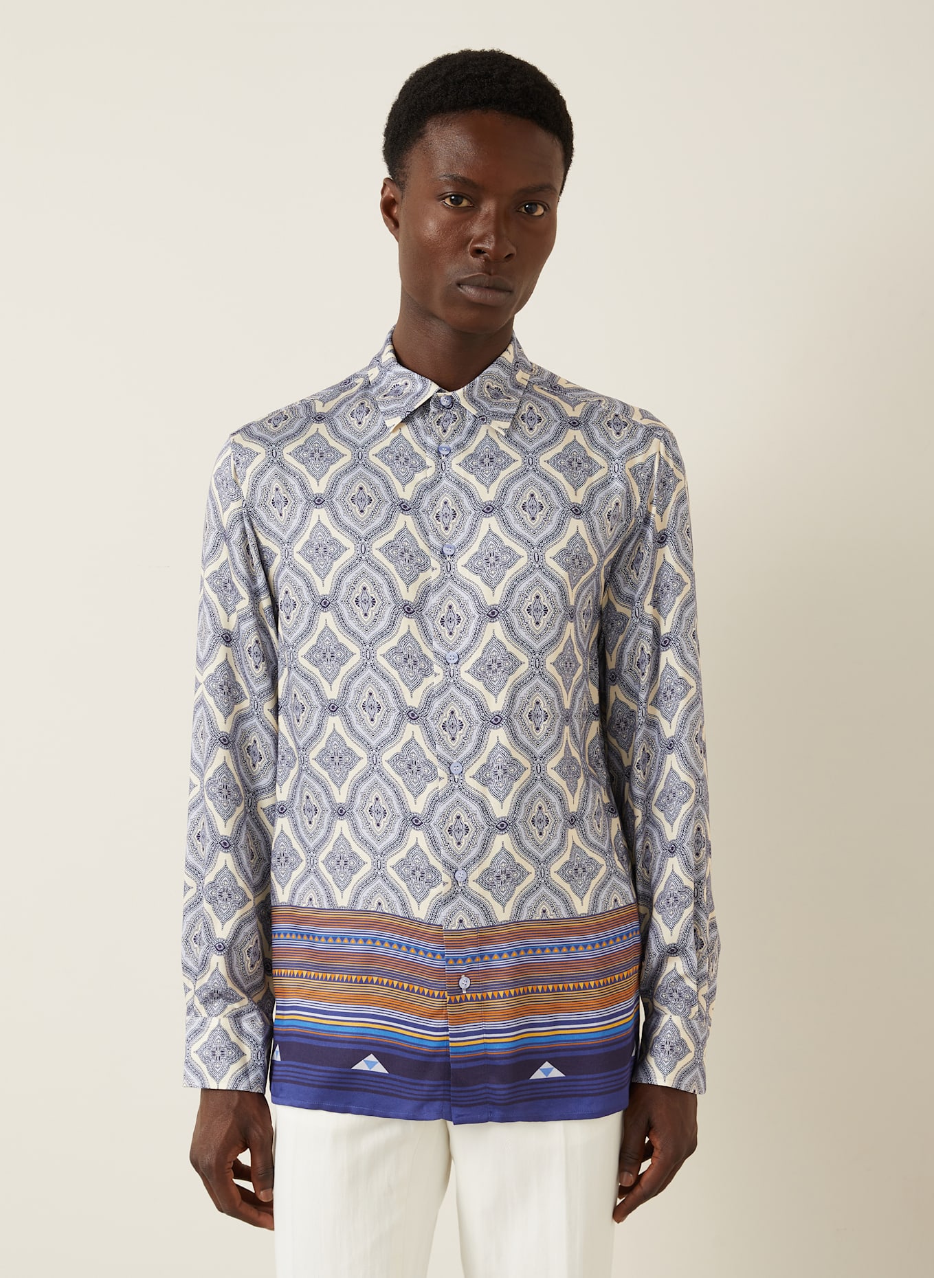 ETRO Hemd Comfort Fit: ECRU / BLAUGRAU / DUNKELBLAU