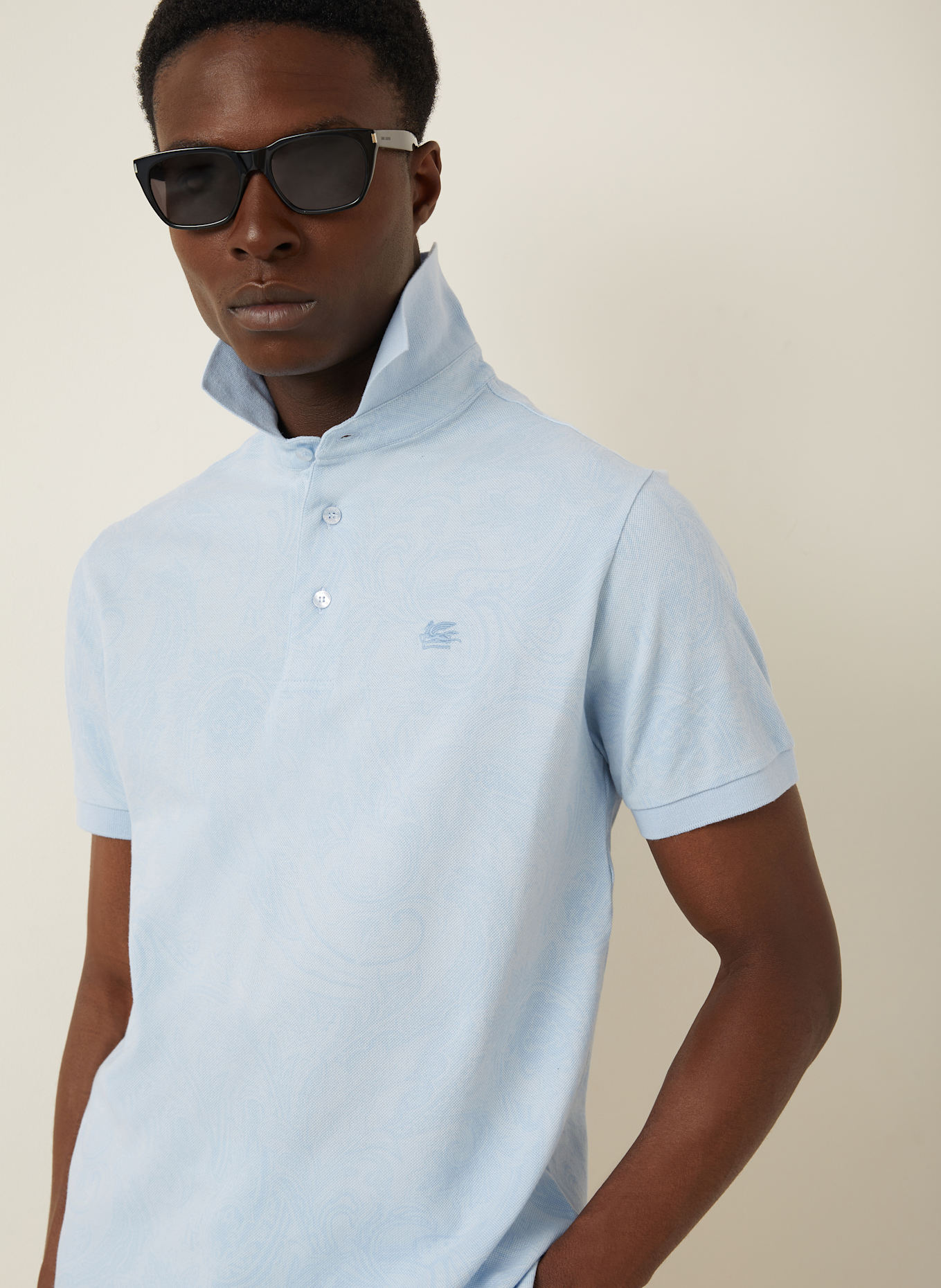 ETRO Piqué polo shirt: LIGHT BLUE