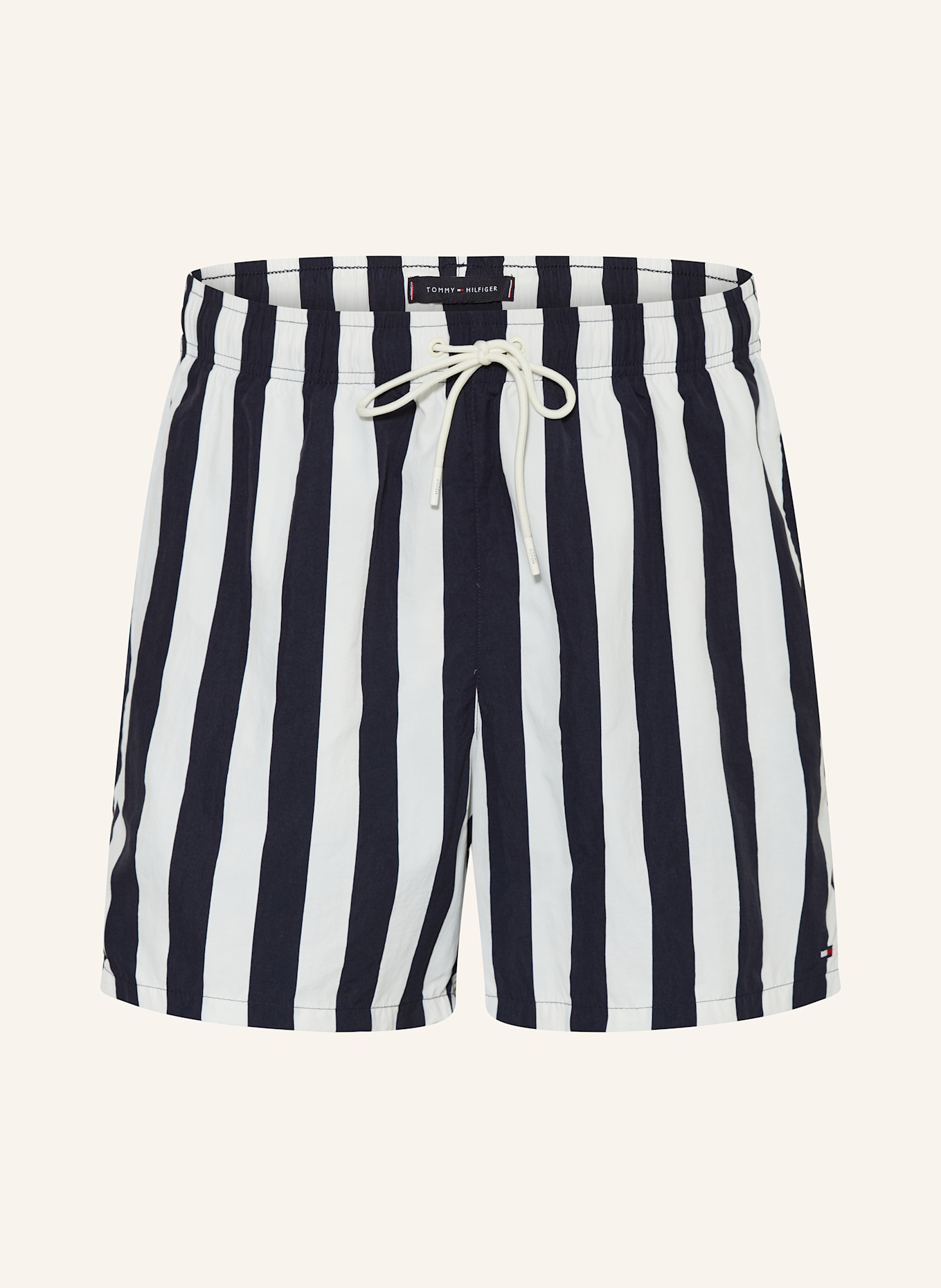 TOMMY HILFIGER Badeshorts: WEISS / DUNKELBLAU