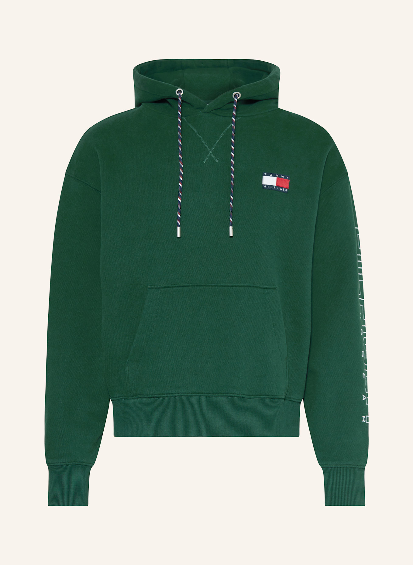 TOMMY HILFIGER Hoodie: DARK GREEN / WHITE / RED