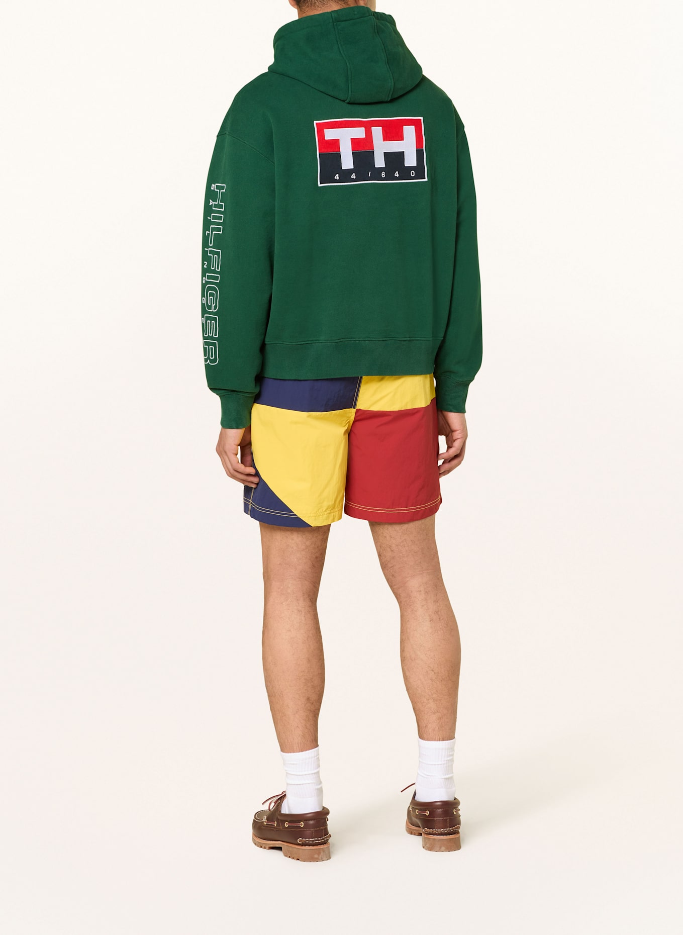 TOMMY HILFIGER Hoodie: DARK GREEN / WHITE / RED