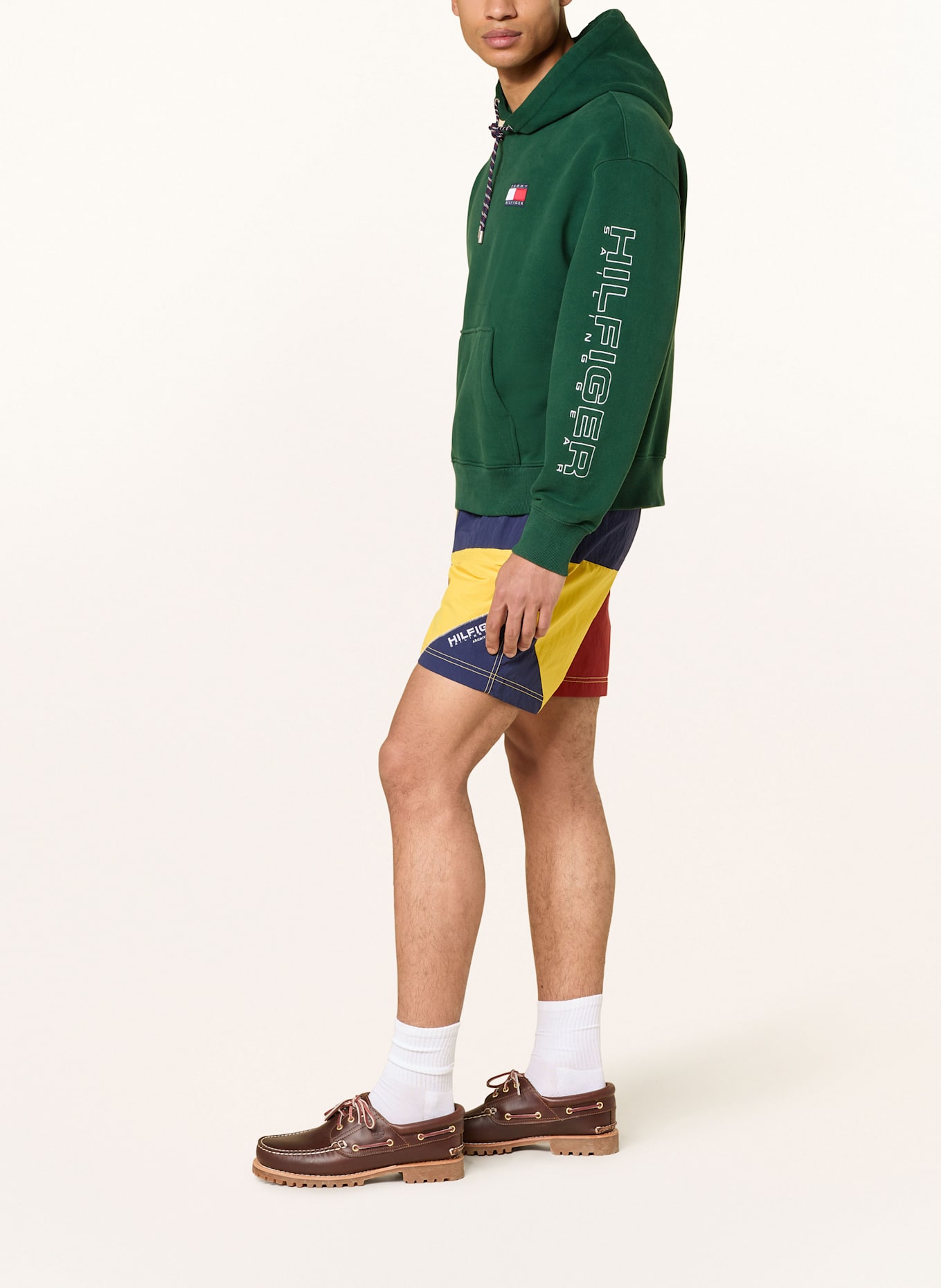 TOMMY HILFIGER Hoodie: DARK GREEN / WHITE / RED