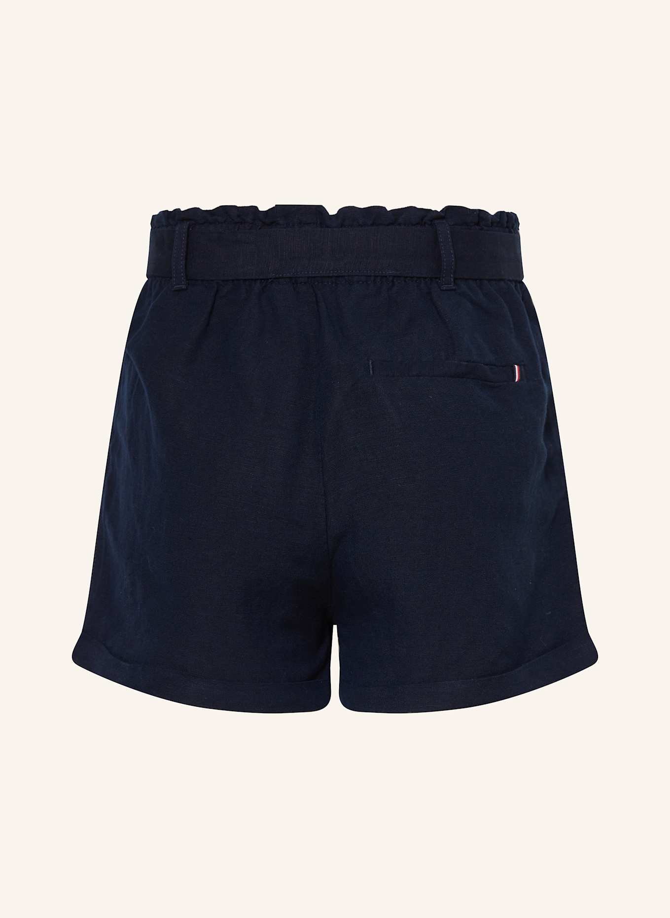 TOMMY HILFIGER Šortky se lnem: TMAVĚ MODRÁ