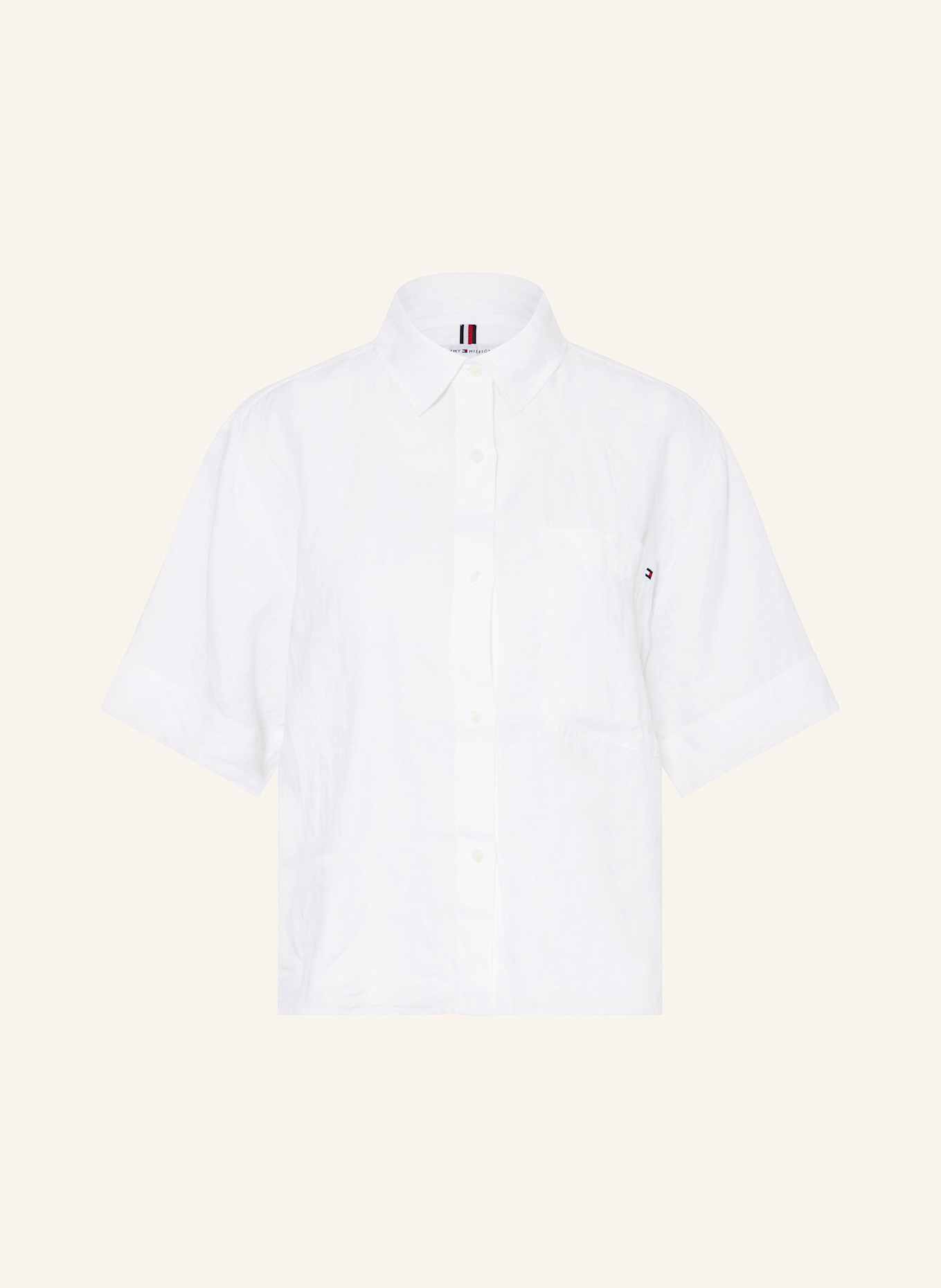 TOMMY HILFIGER Hemdbluse aus Leinen: WEISS