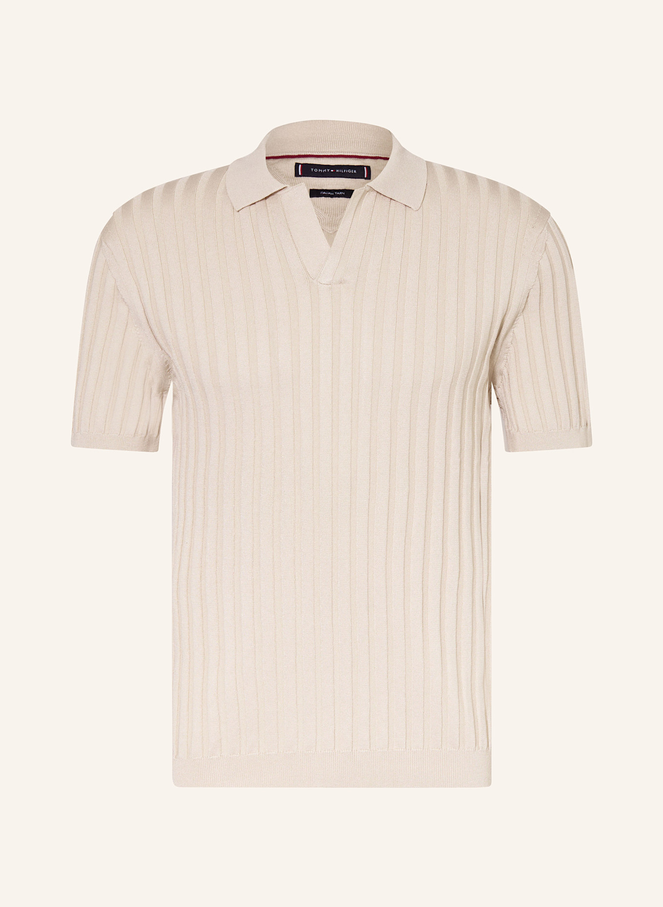 TOMMY HILFIGER Strick-Poloshirt: BEIGE