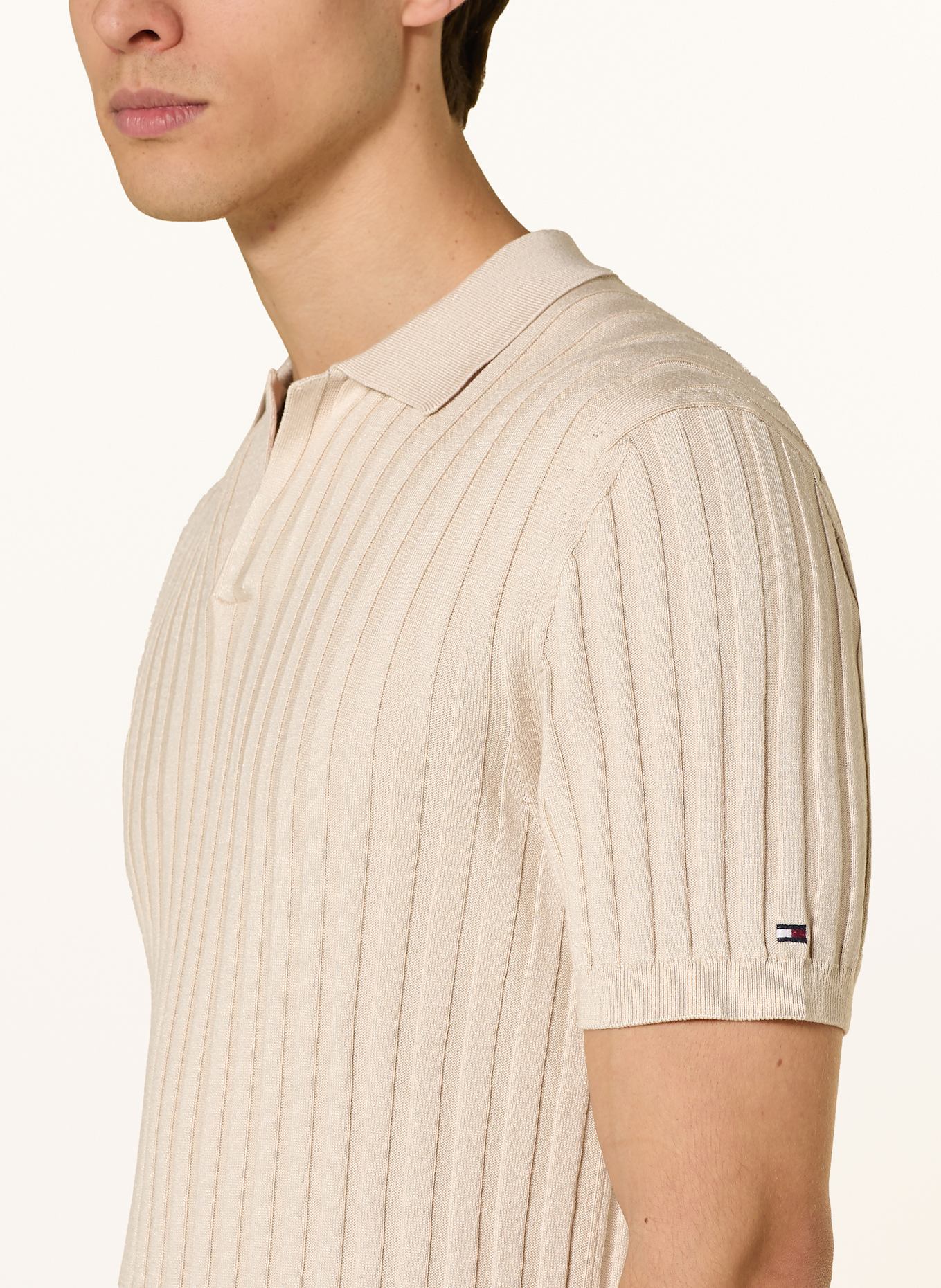 TOMMY HILFIGER Strick-Poloshirt: BEIGE