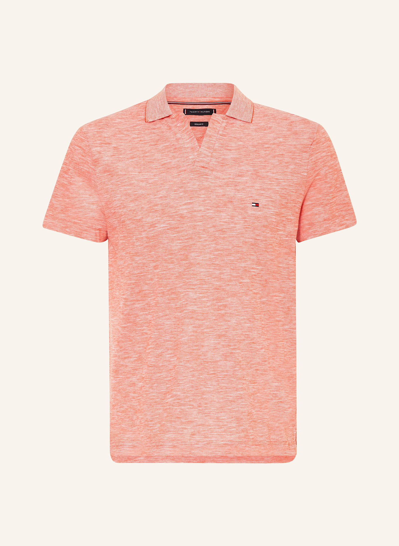TOMMY HILFIGER Piqué-Poloshirt: ORANGE/ WEISS