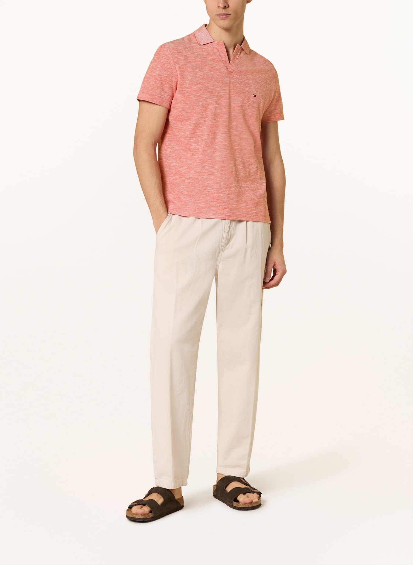 TOMMY HILFIGER Piqué-Poloshirt: ORANGE/ WEISS