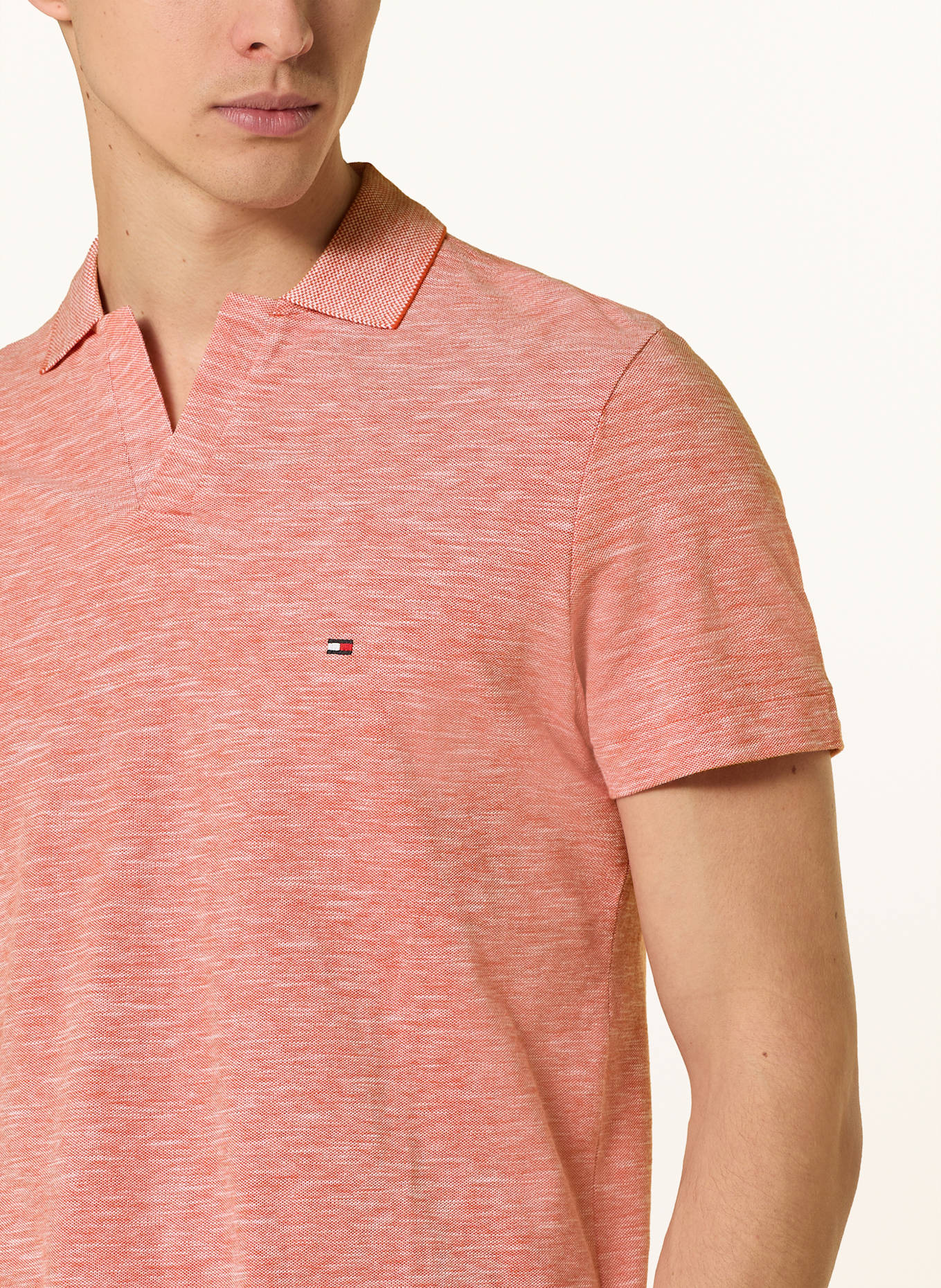 TOMMY HILFIGER Piqué-Poloshirt: ORANGE/ WEISS
