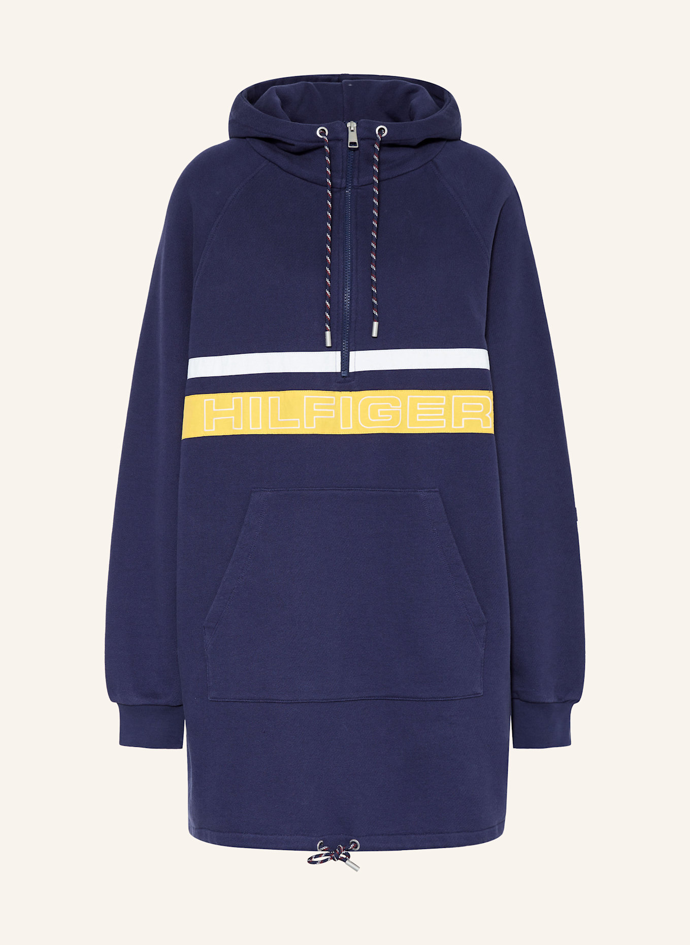 TOMMY HILFIGER Sweatkleid: DUNKELBLAU/ WEISS/ GELB