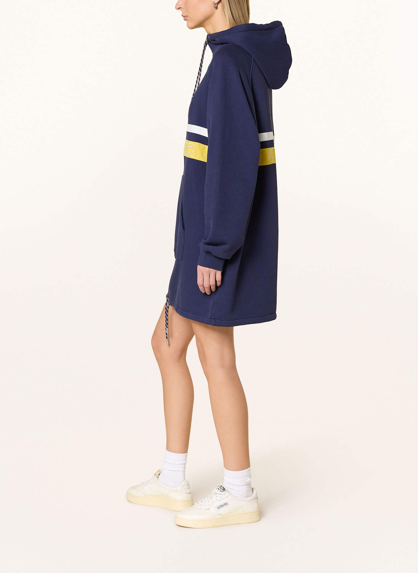 TOMMY HILFIGER Sweatkleid: DUNKELBLAU/ WEISS/ GELB