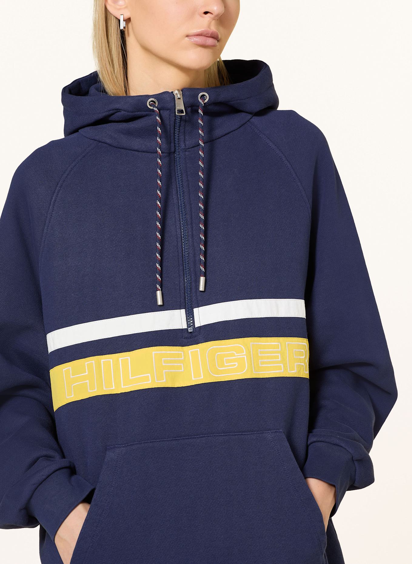 TOMMY HILFIGER Sweatkleid: DUNKELBLAU/ WEISS/ GELB