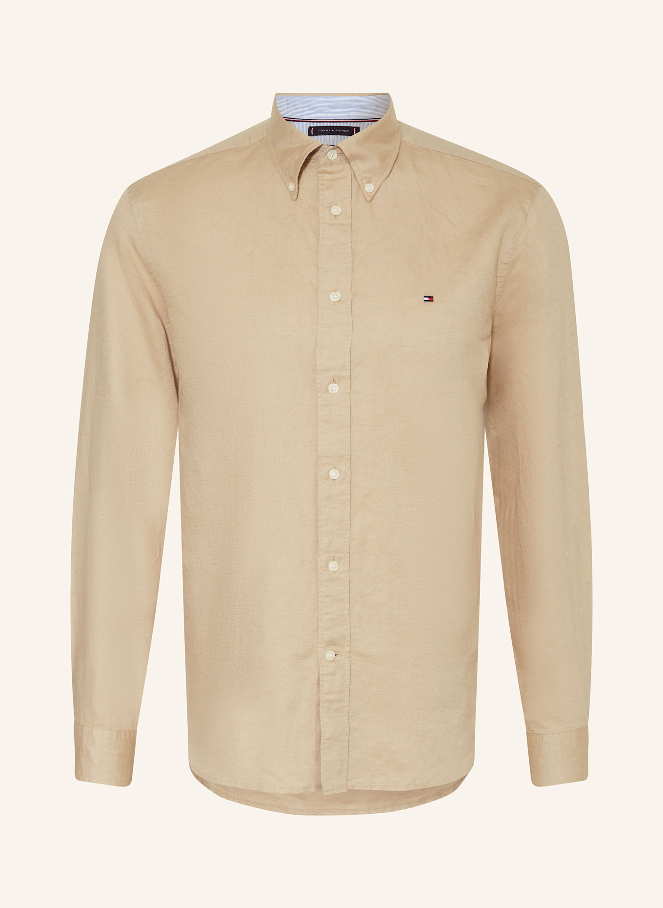 TOMMY HILFIGER Hemd Comfort Fit mit Leinen: BEIGE