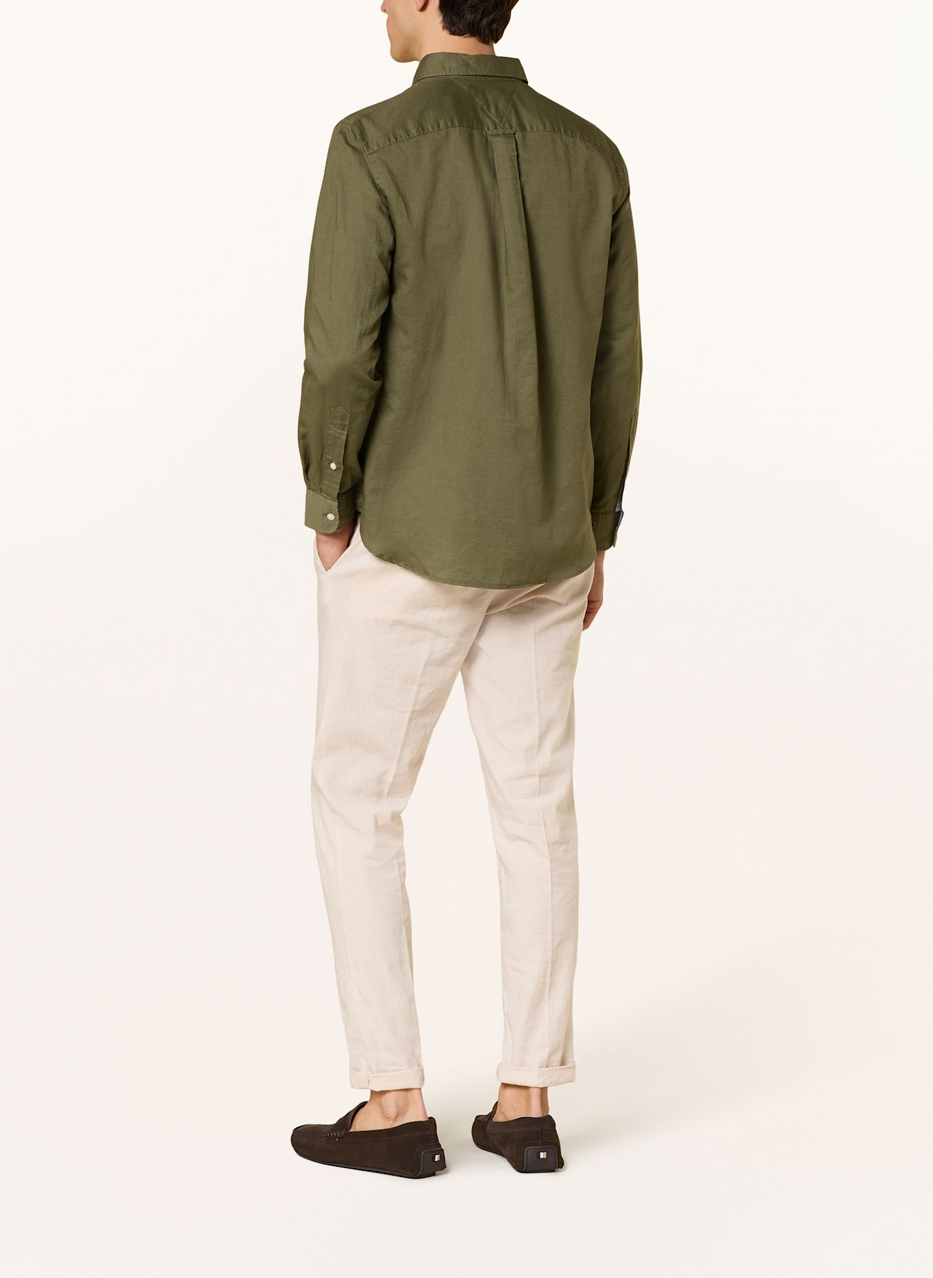 TOMMY HILFIGER Hemd Comfort Fit mit Leinen: OLIV