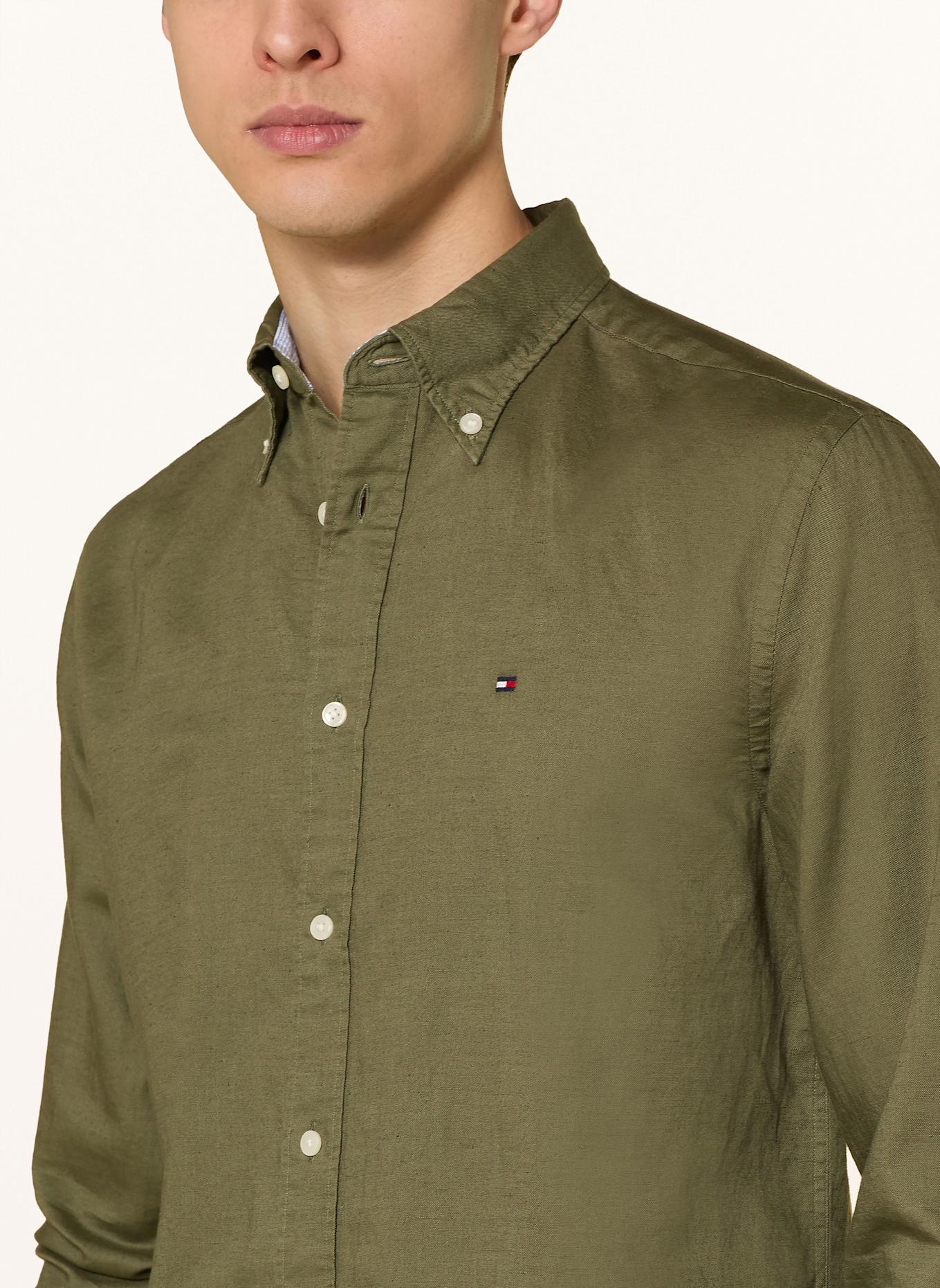 TOMMY HILFIGER Hemd Comfort Fit mit Leinen: OLIV