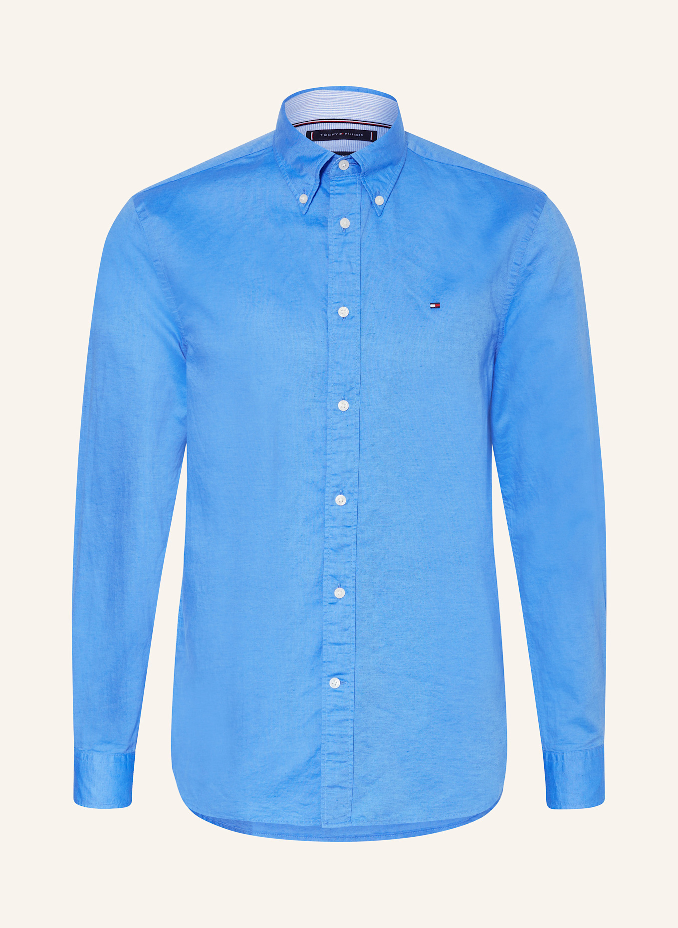 TOMMY HILFIGER Hemd Comfort Fit mit Leinen: BLAU