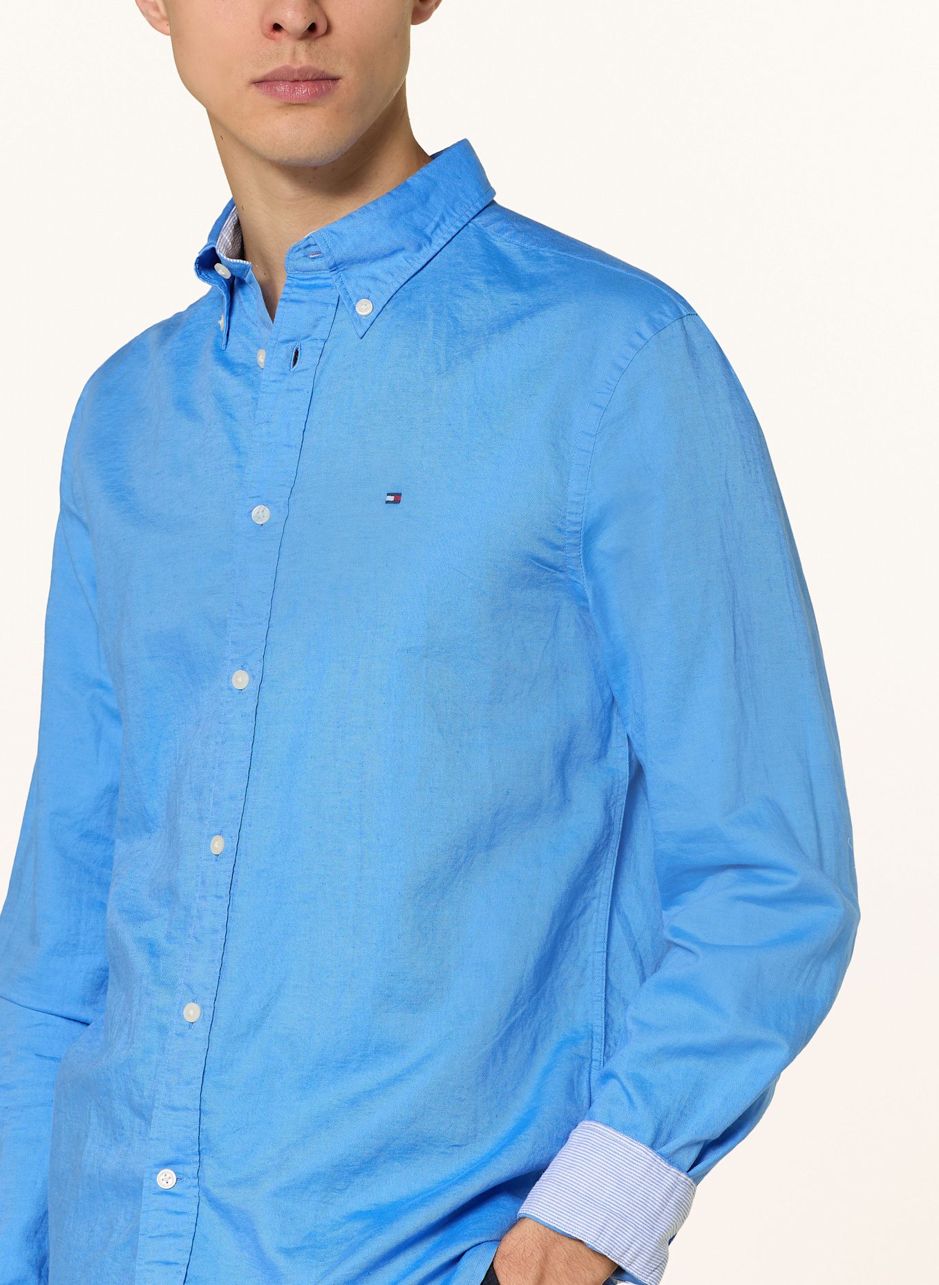 TOMMY HILFIGER Hemd Comfort Fit mit Leinen: BLAU