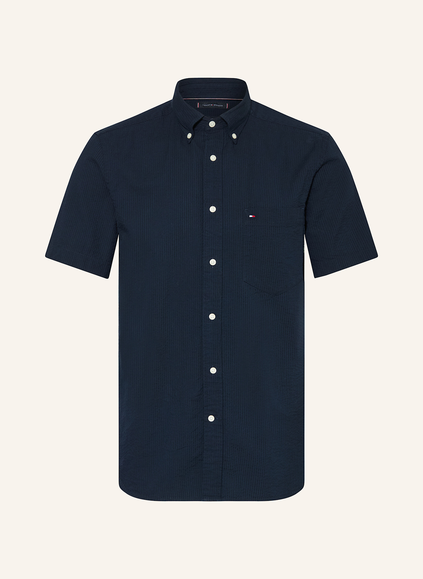 TOMMY HILFIGER Kurzarm-Hemd Regular Fit: DUNKELBLAU
