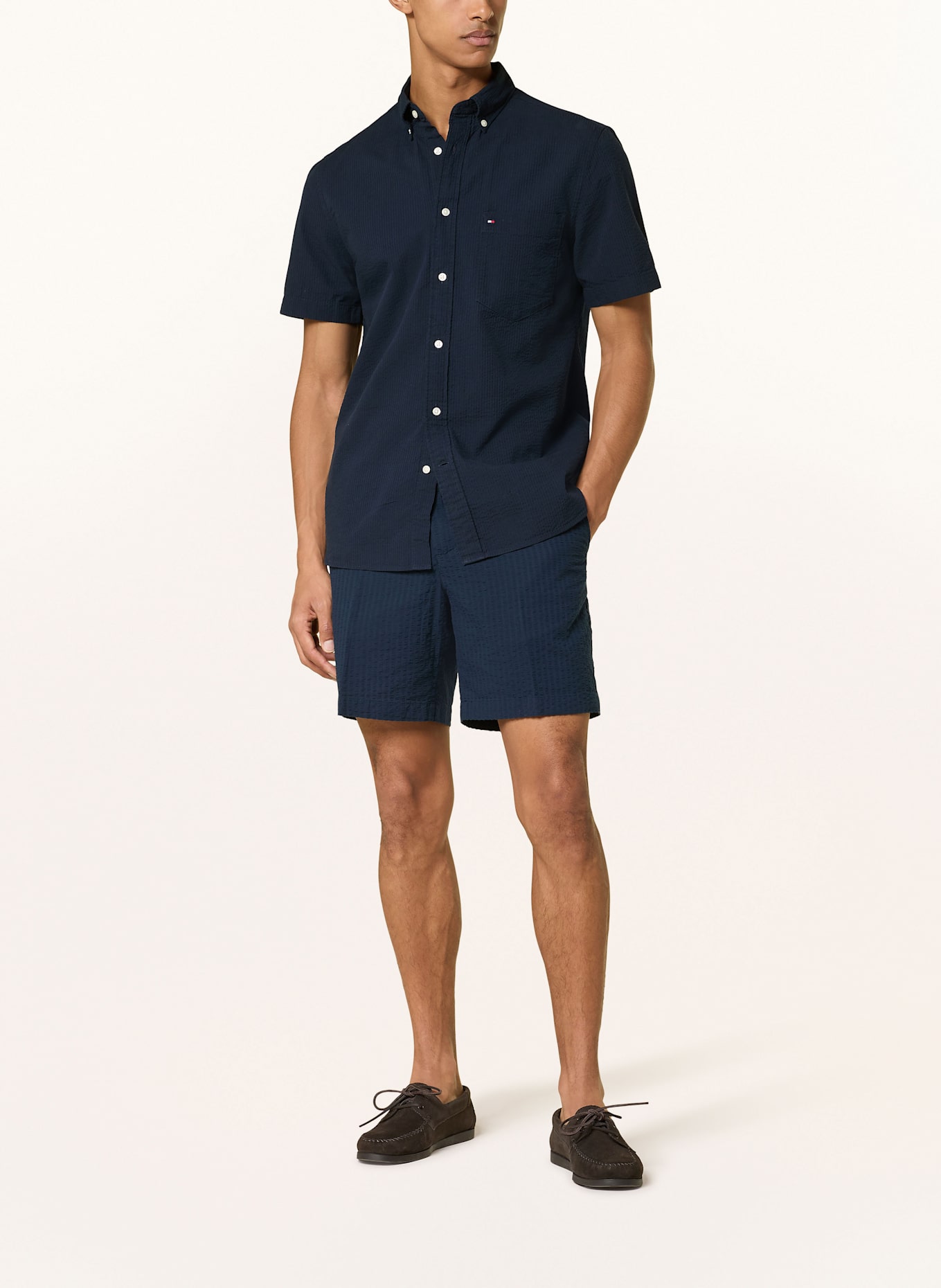 TOMMY HILFIGER Kurzarm-Hemd Regular Fit: DUNKELBLAU