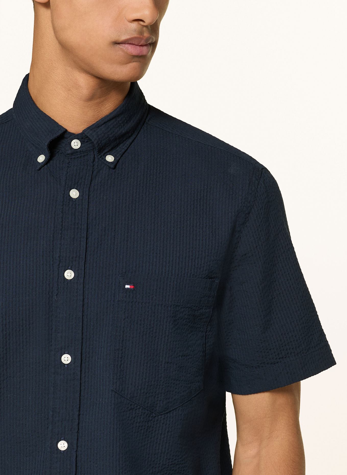 TOMMY HILFIGER Kurzarm-Hemd Regular Fit: DUNKELBLAU