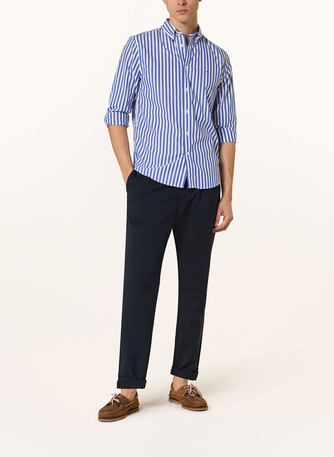 TOMMY HILFIGER Hemd Regular Fit: BLAU / WEISS