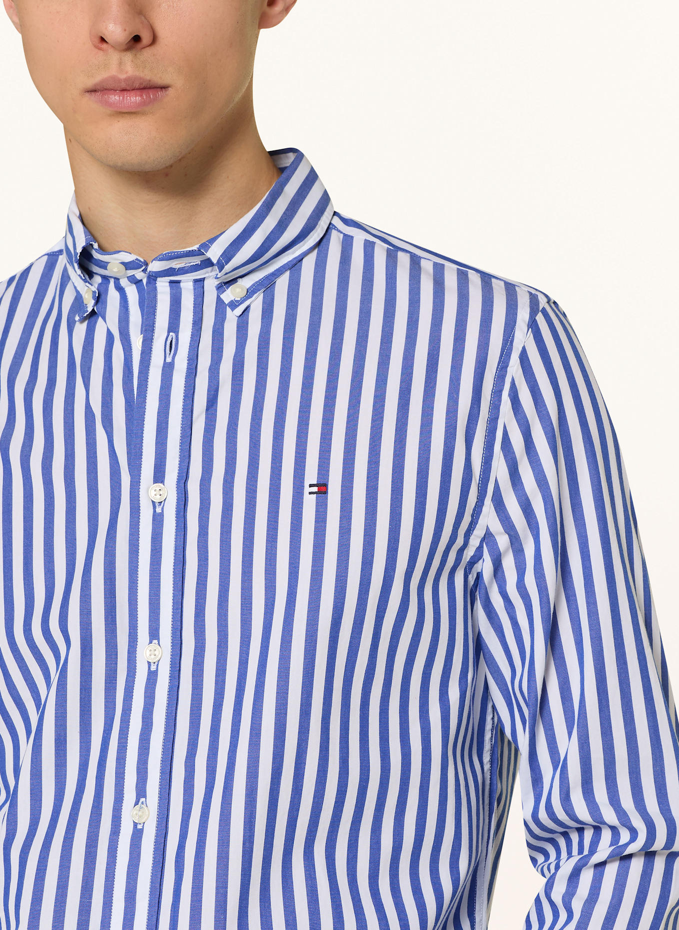 TOMMY HILFIGER Hemd Regular Fit: BLAU / WEISS