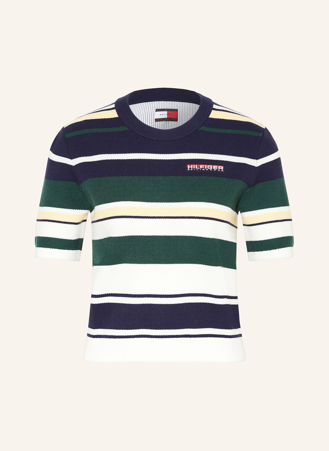 TOMMY HILFIGER Svetr: TMAVĚ MODRÁ / TMAVĚ ZELENÁ / BÍLÁ