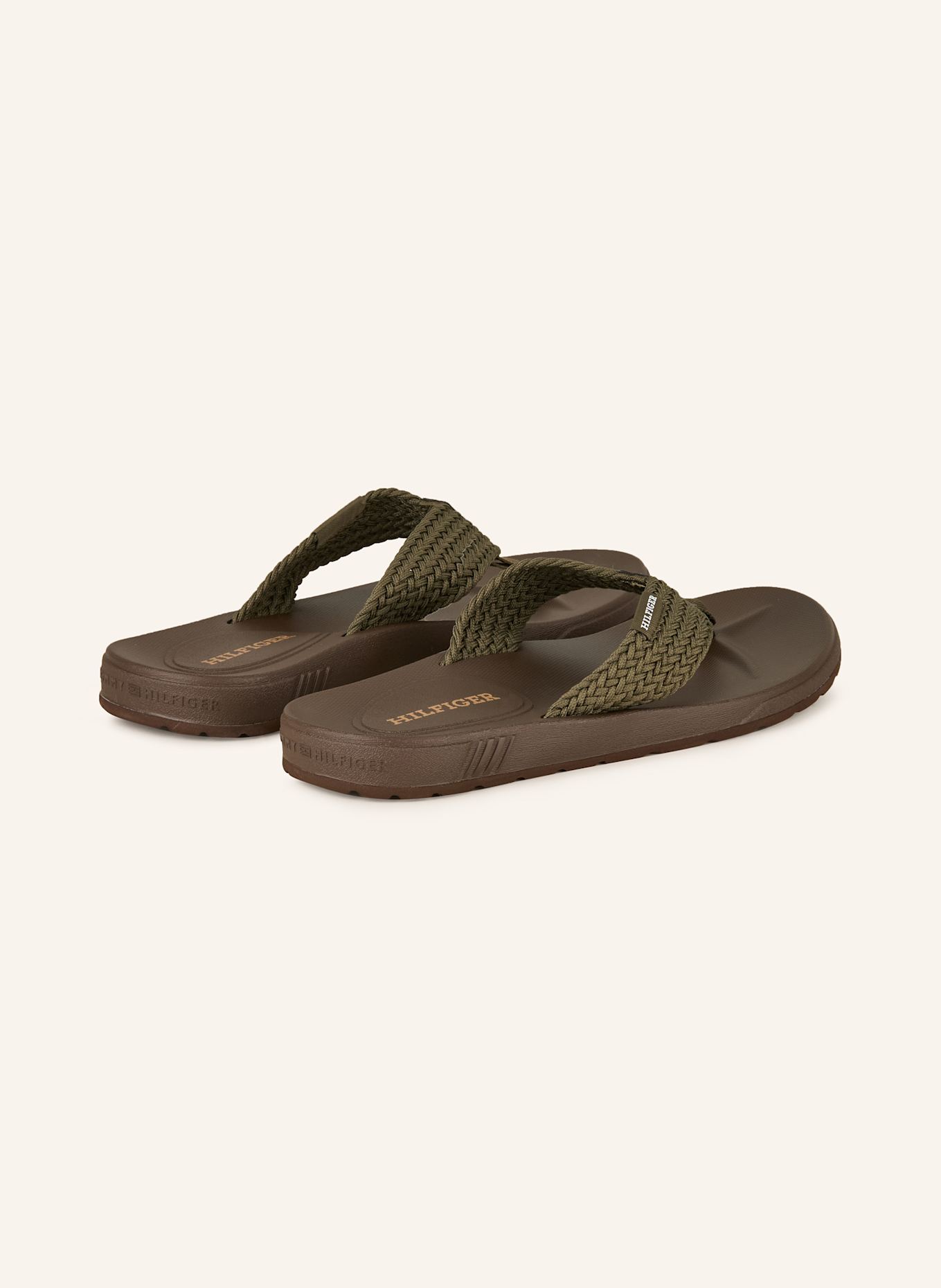 TOMMY HILFIGER Žabky: KHAKI / HNĚDÁ