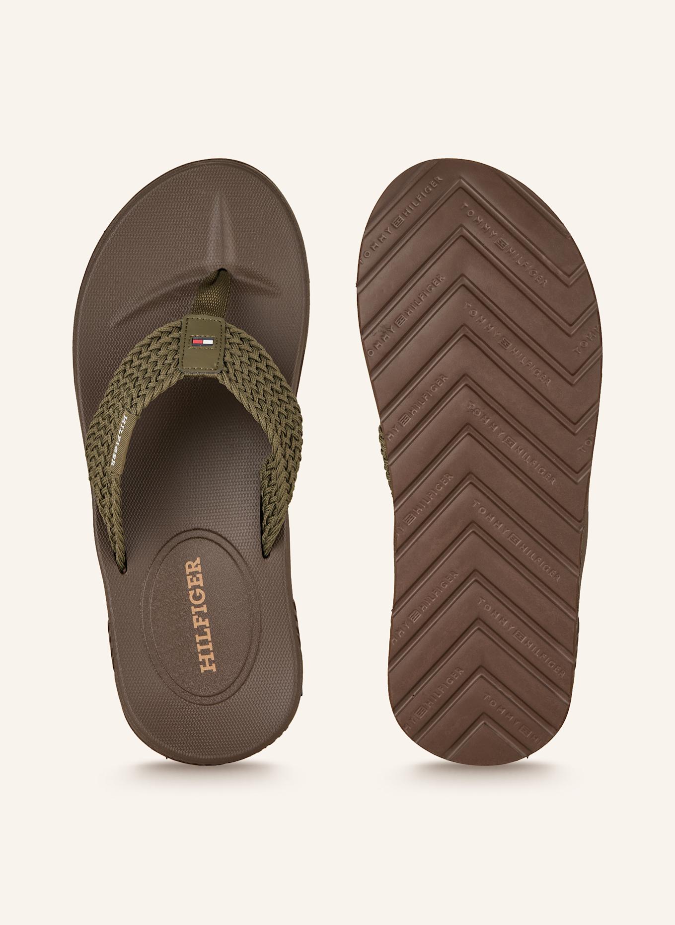 TOMMY HILFIGER Žabky: KHAKI / HNĚDÁ