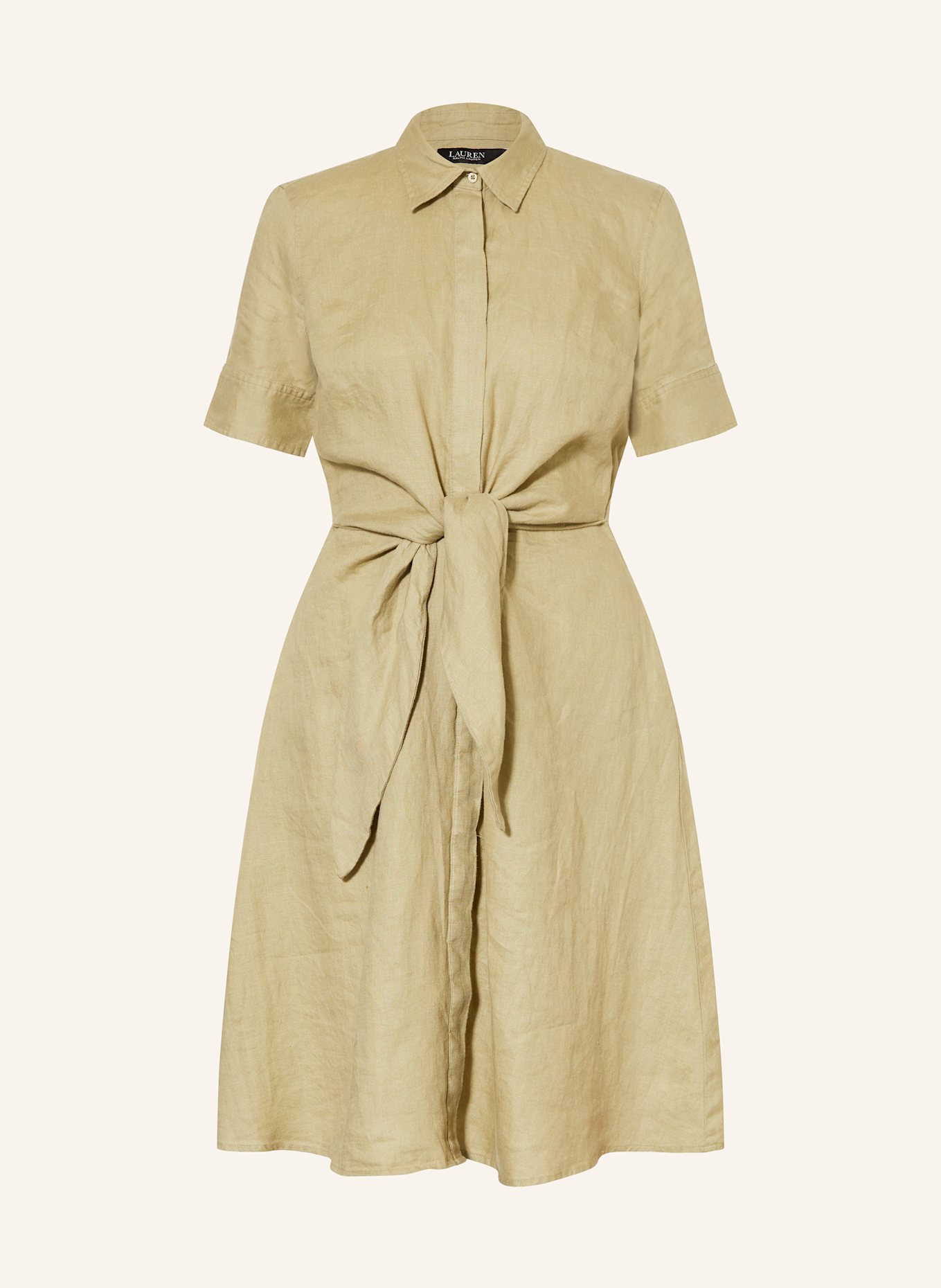 LAUREN RALPH LAUREN Hemdblusenkleid aus Leinen: OLIV