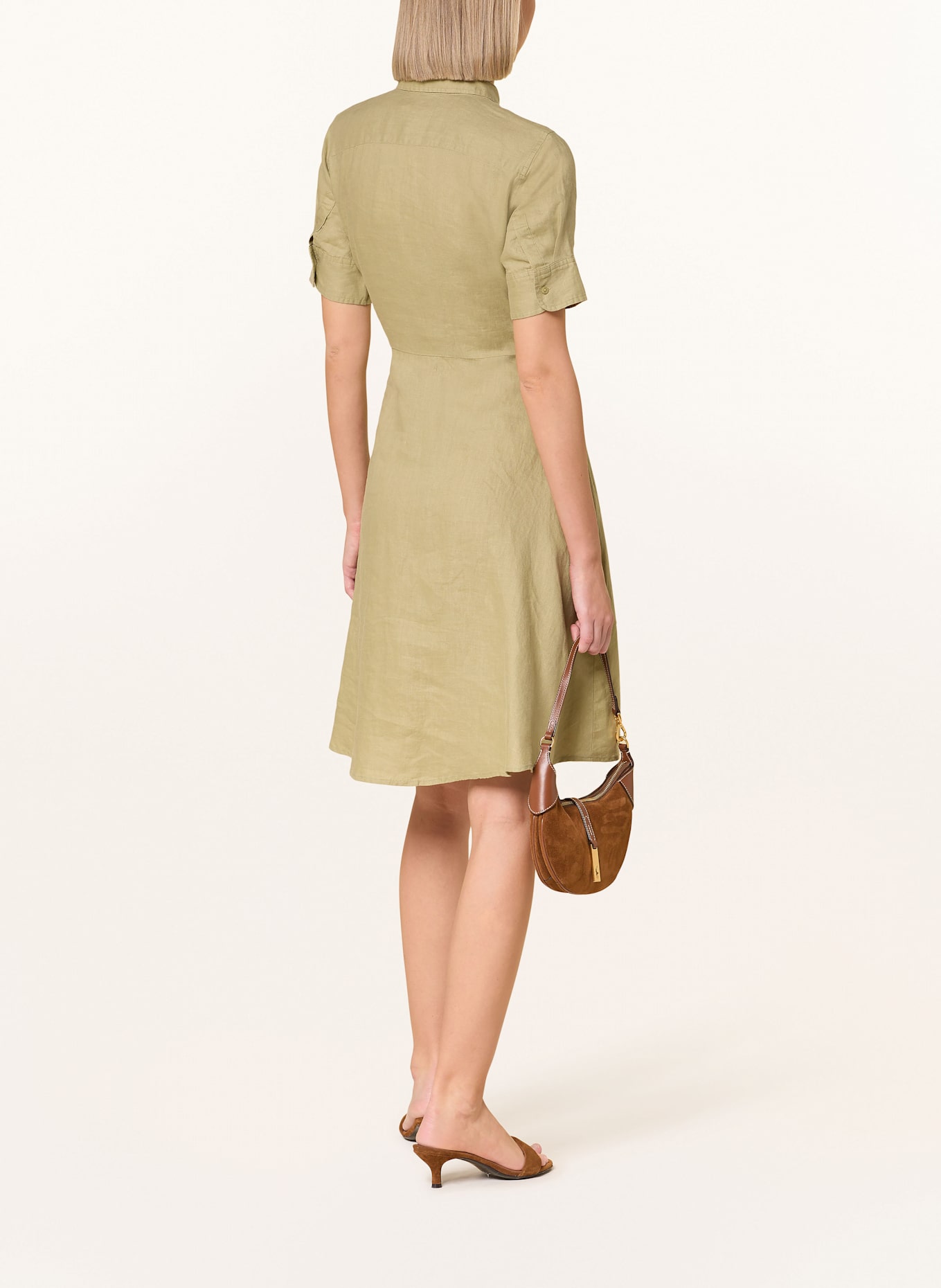 LAUREN RALPH LAUREN Hemdblusenkleid aus Leinen: OLIV