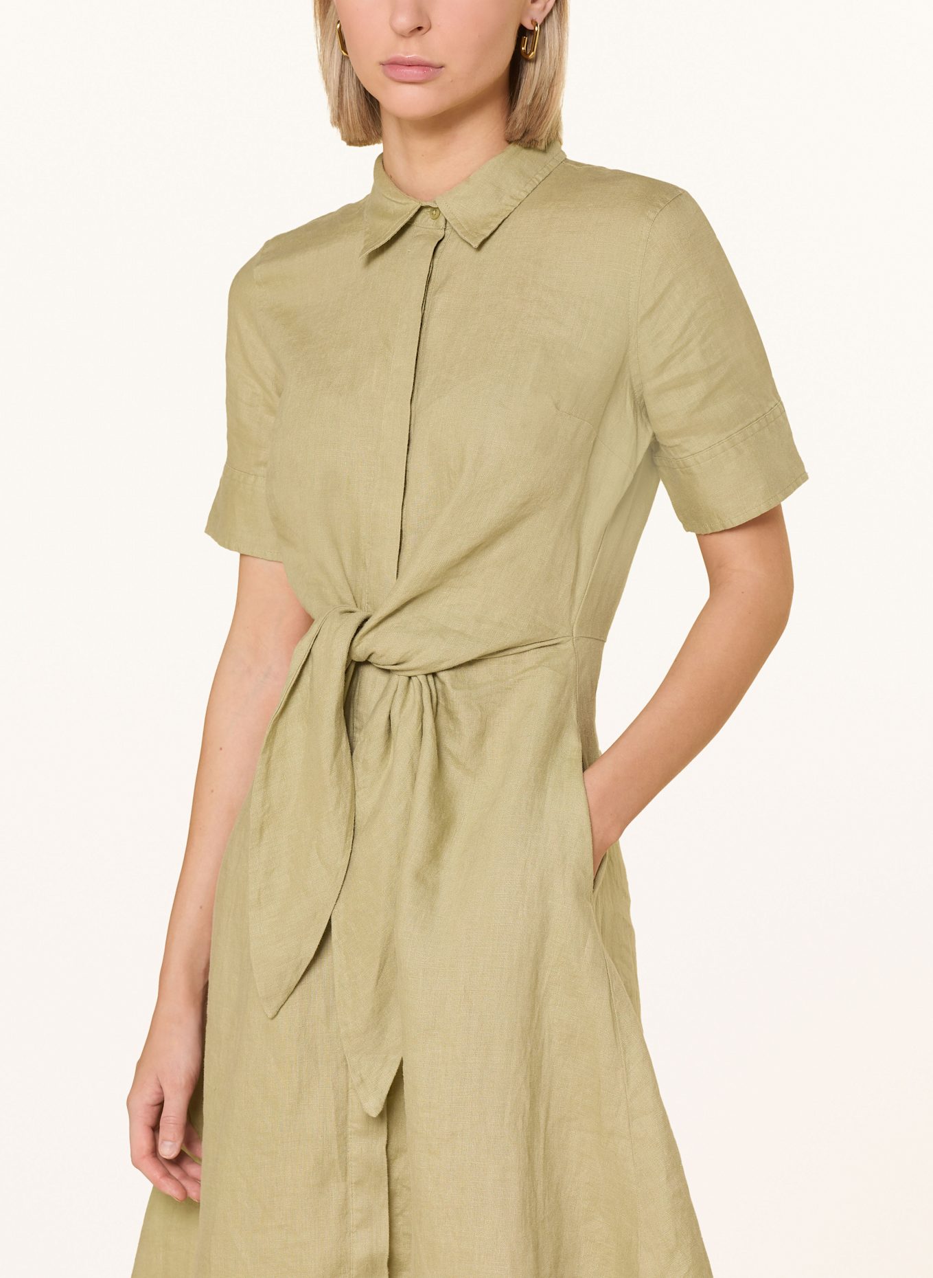 LAUREN RALPH LAUREN Hemdblusenkleid aus Leinen: OLIV