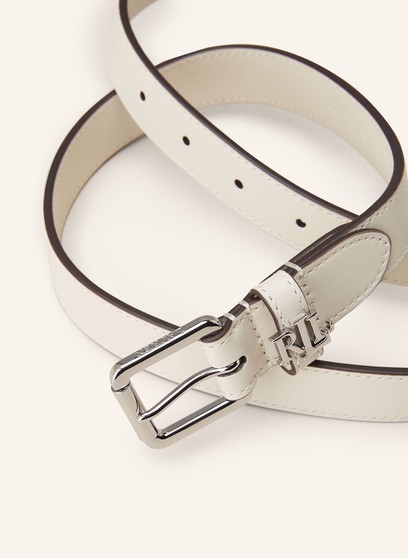 LAUREN RALPH LAUREN Pasek skórzany: KREMOWY