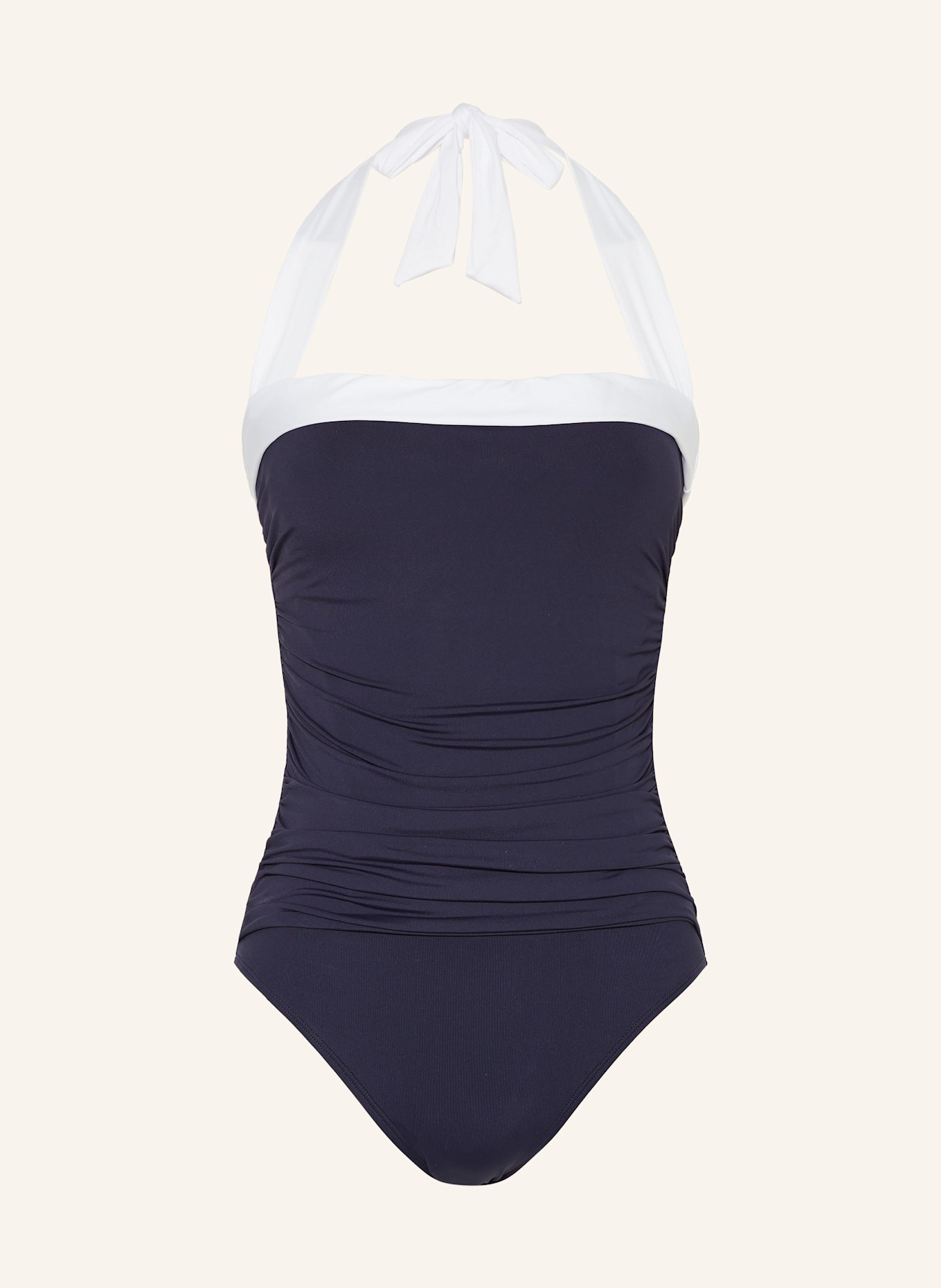 LAUREN RALPH LAUREN Neckholder-Badeanzug BEL AIR: DUNKELBLAU/ WEISS