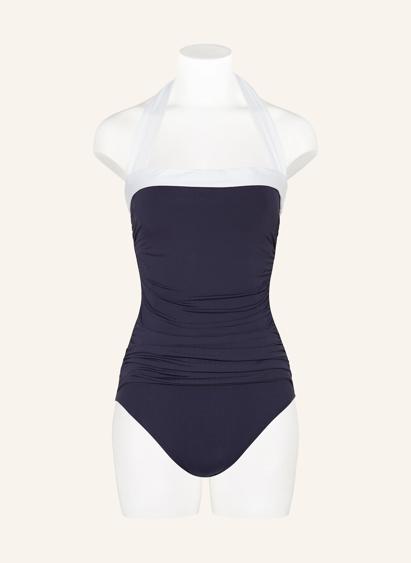 LAUREN RALPH LAUREN Neckholder-Badeanzug BEL AIR: DUNKELBLAU/ WEISS