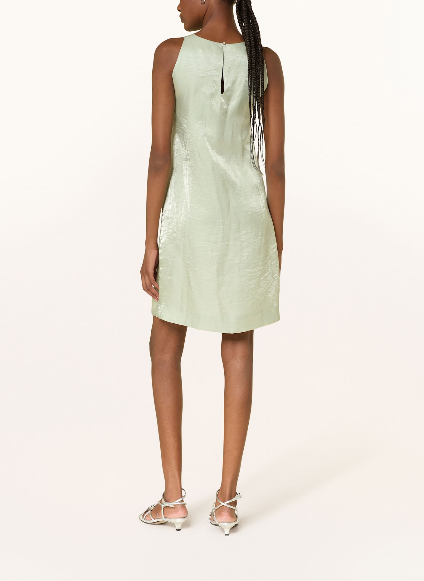 ottod'ame ZEV satin dress with linen: LIGHT GREEN